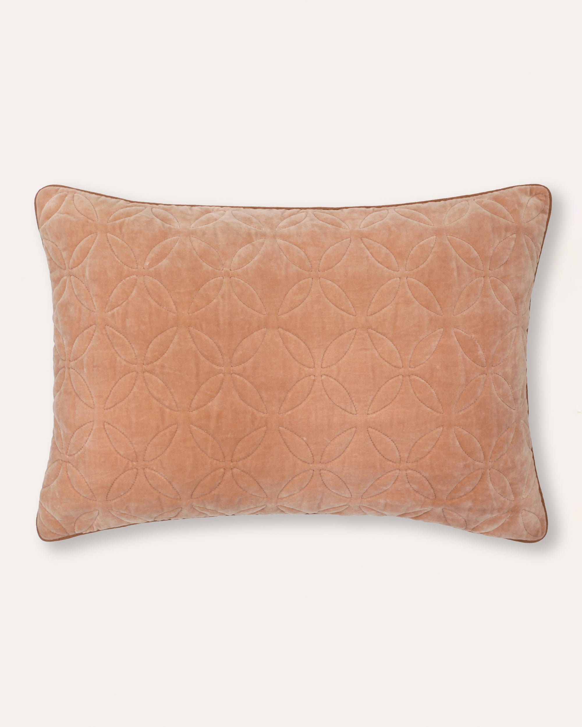 Rectangular Embroidered Velvet Trellis Cushion - Pink