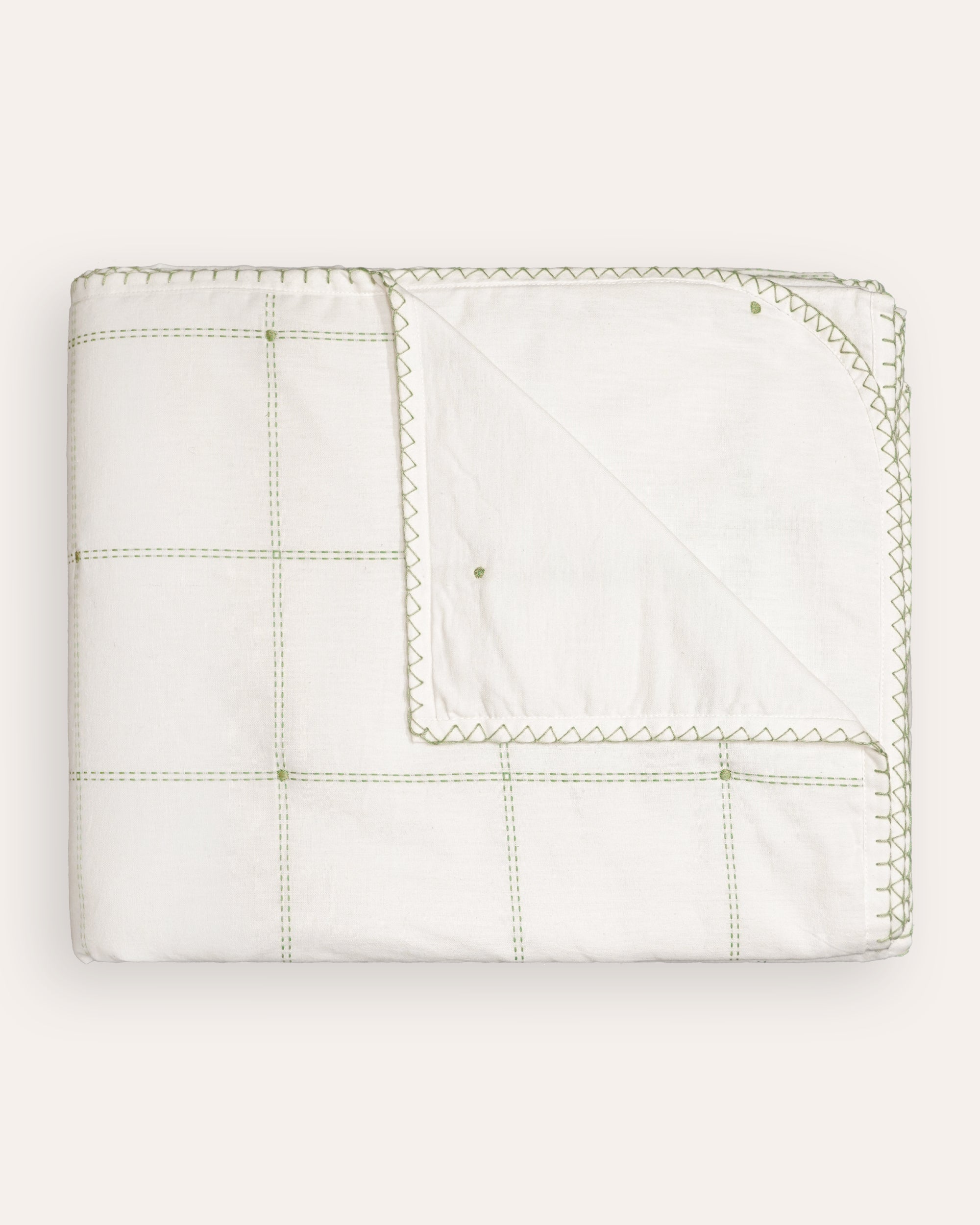 Quilted Squares Bedspread - Green