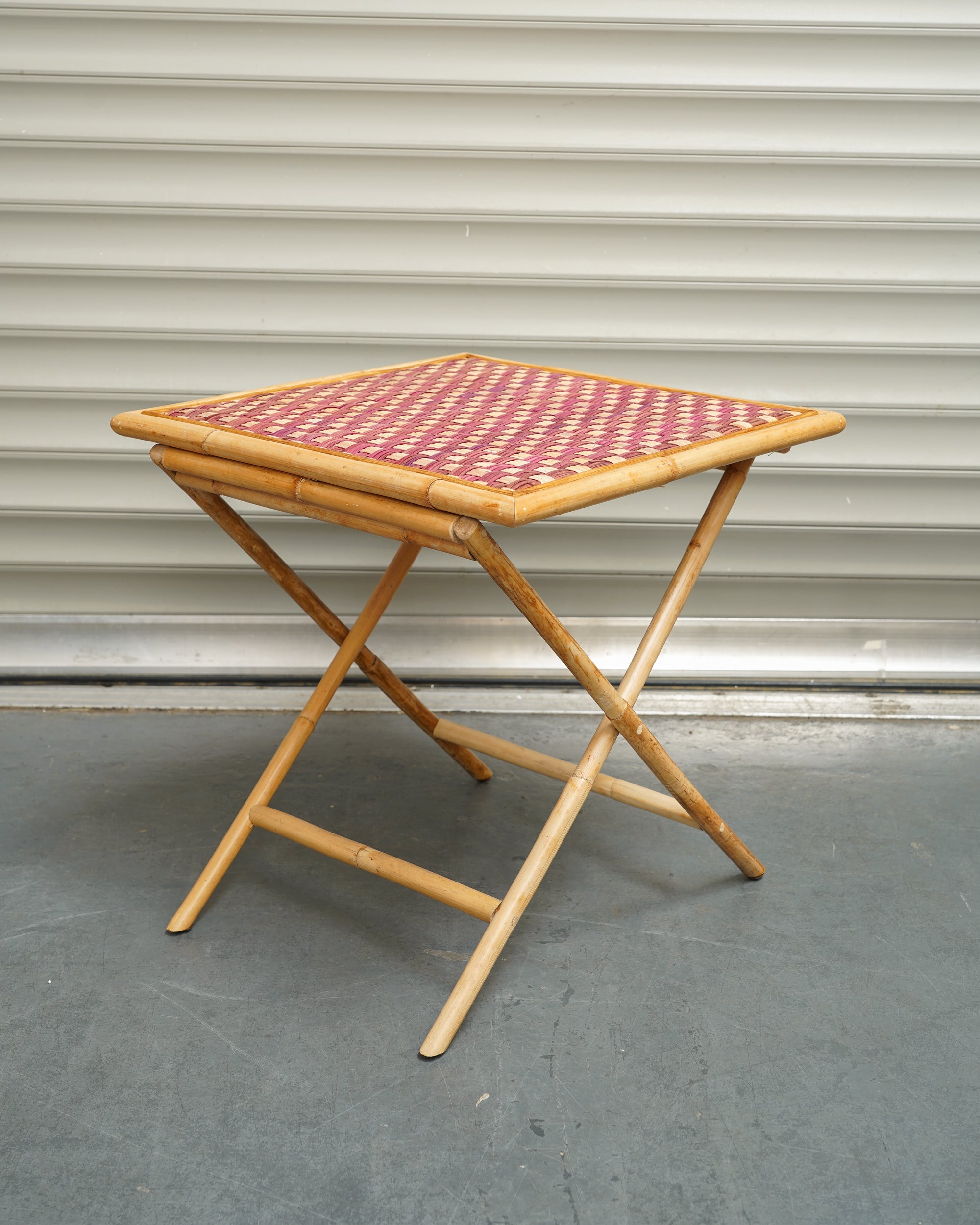 Rattan Deck Table - Pink