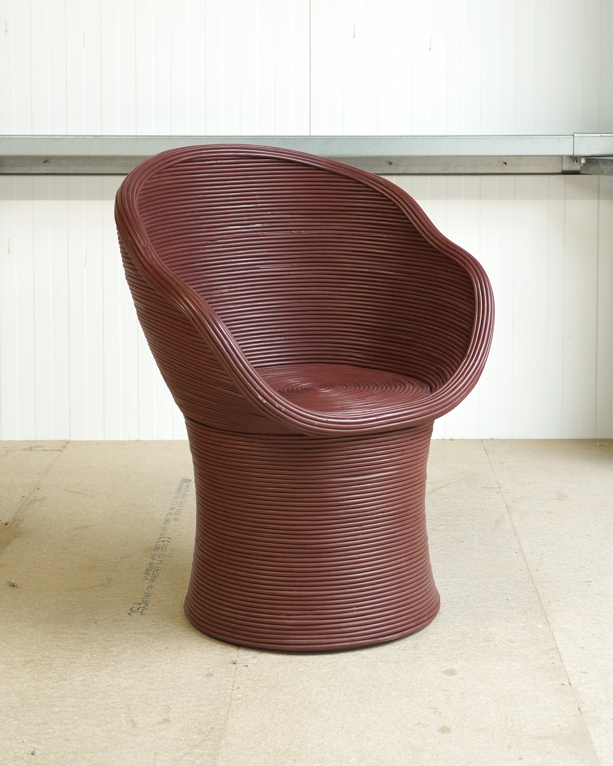 Painted Rattan Bowl Chair - Dark Red