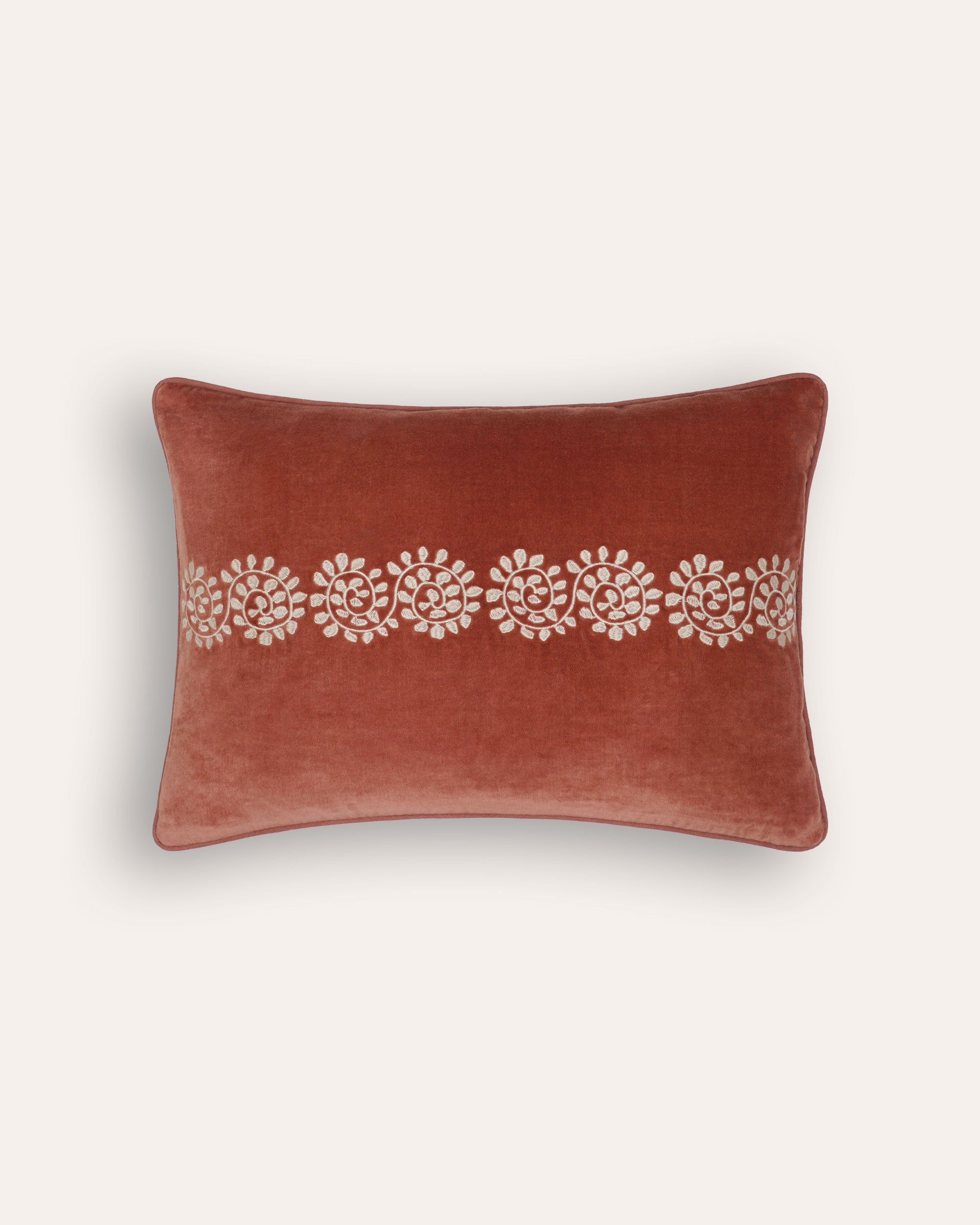 Cordoba Embroidered Velvet Cushion - Pink