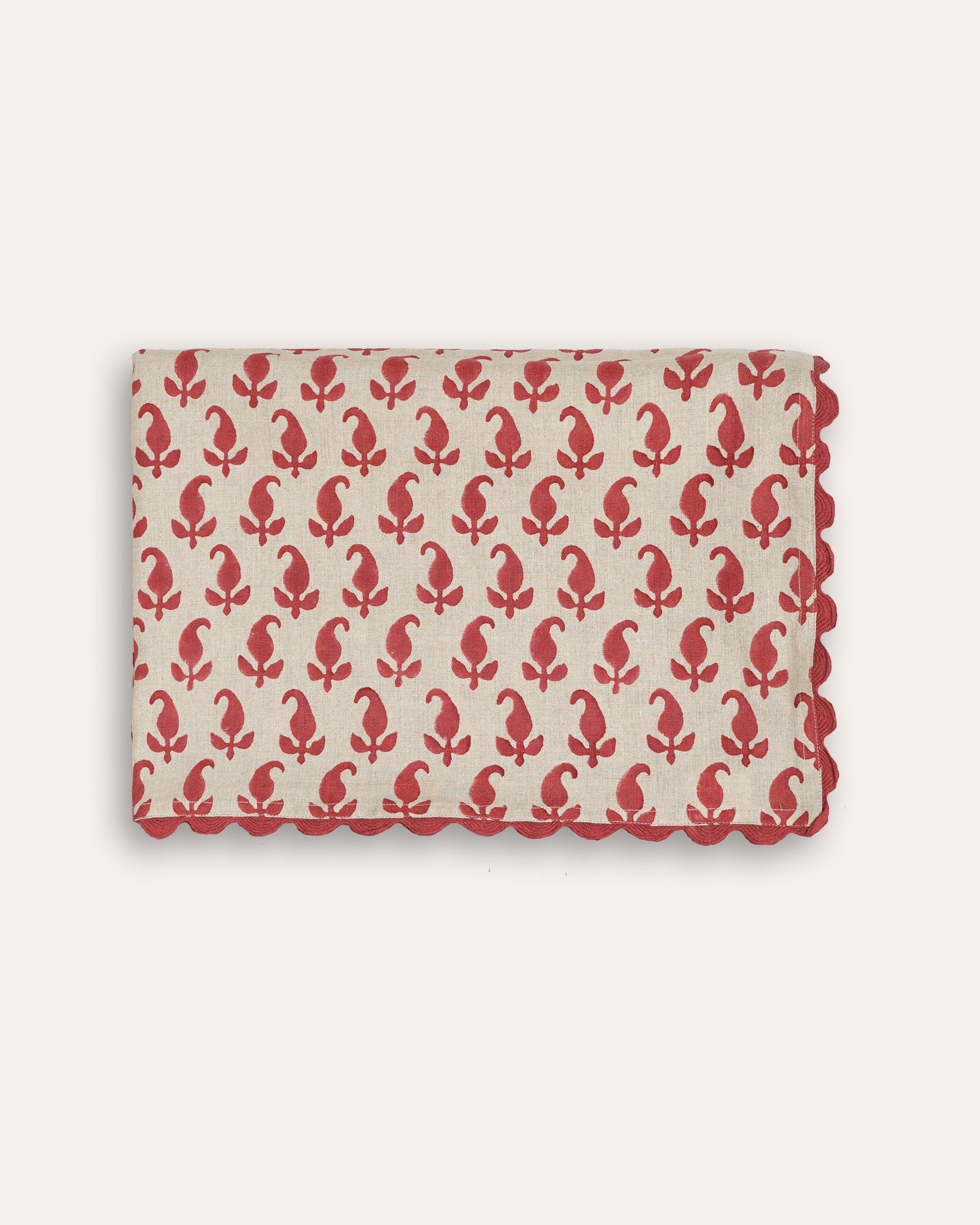 Paisley Linen Tablecloth - Red