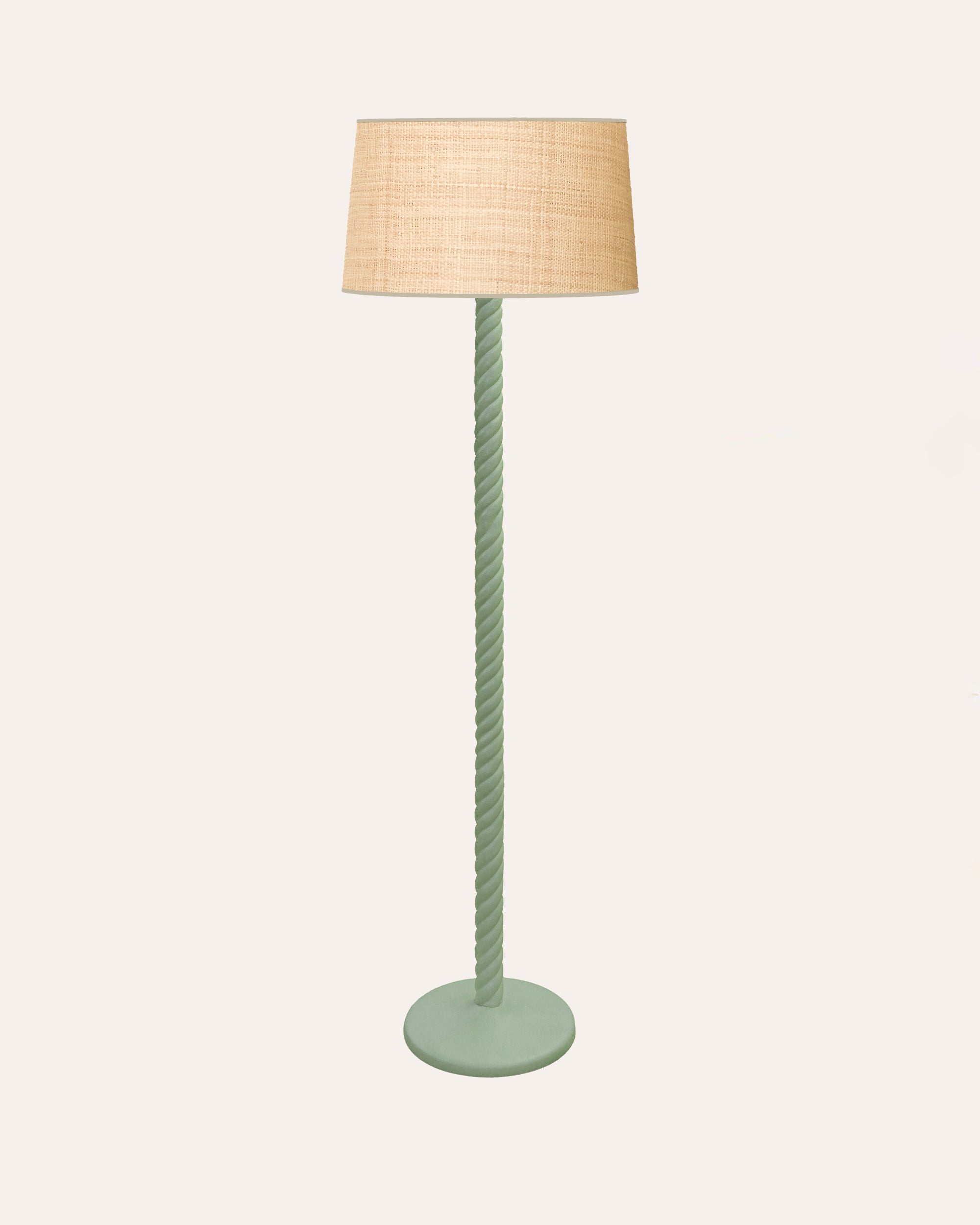 Twisted Wooden Floor Lamp - Green