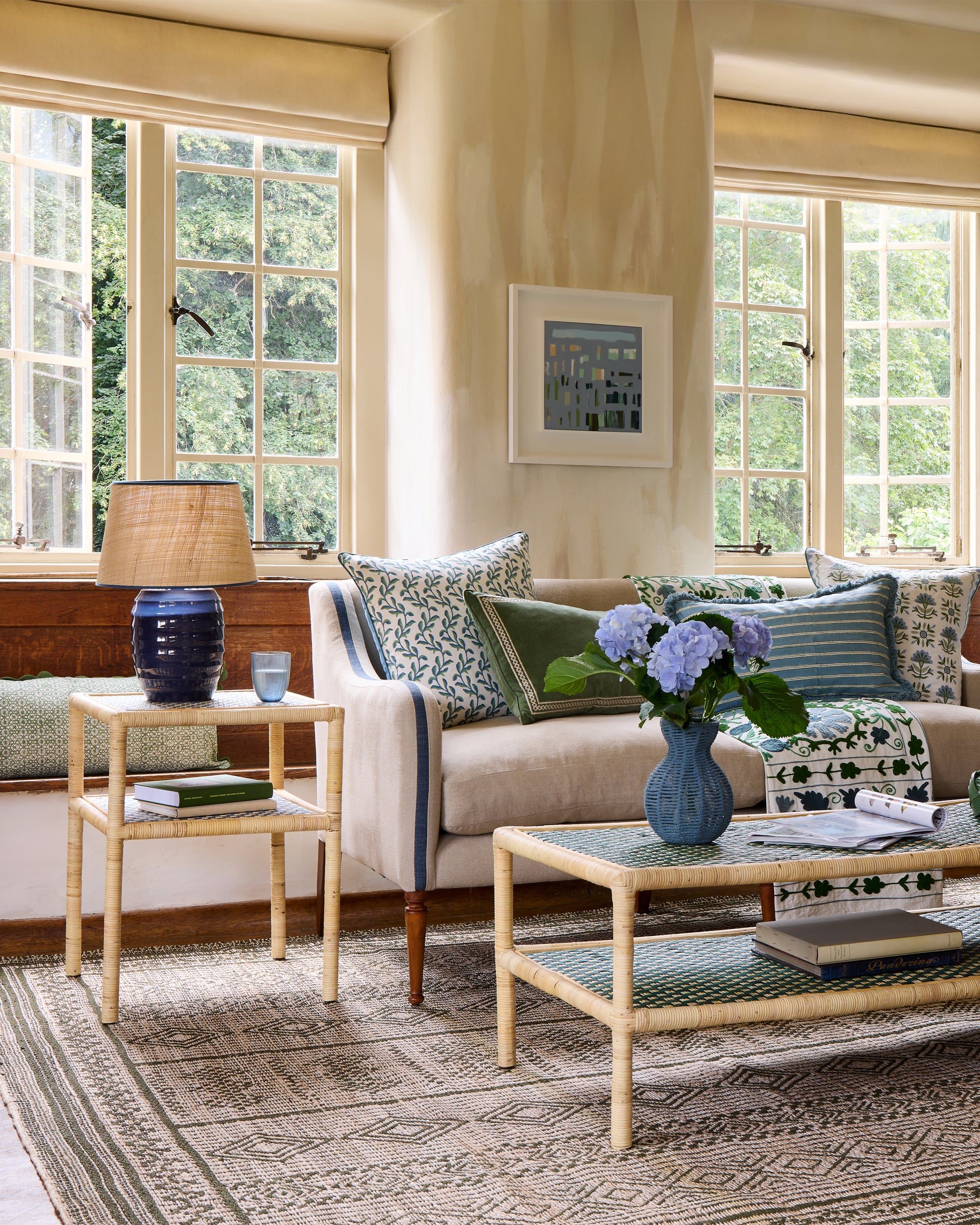 Upholstered Three Seater Sofa - Indigo