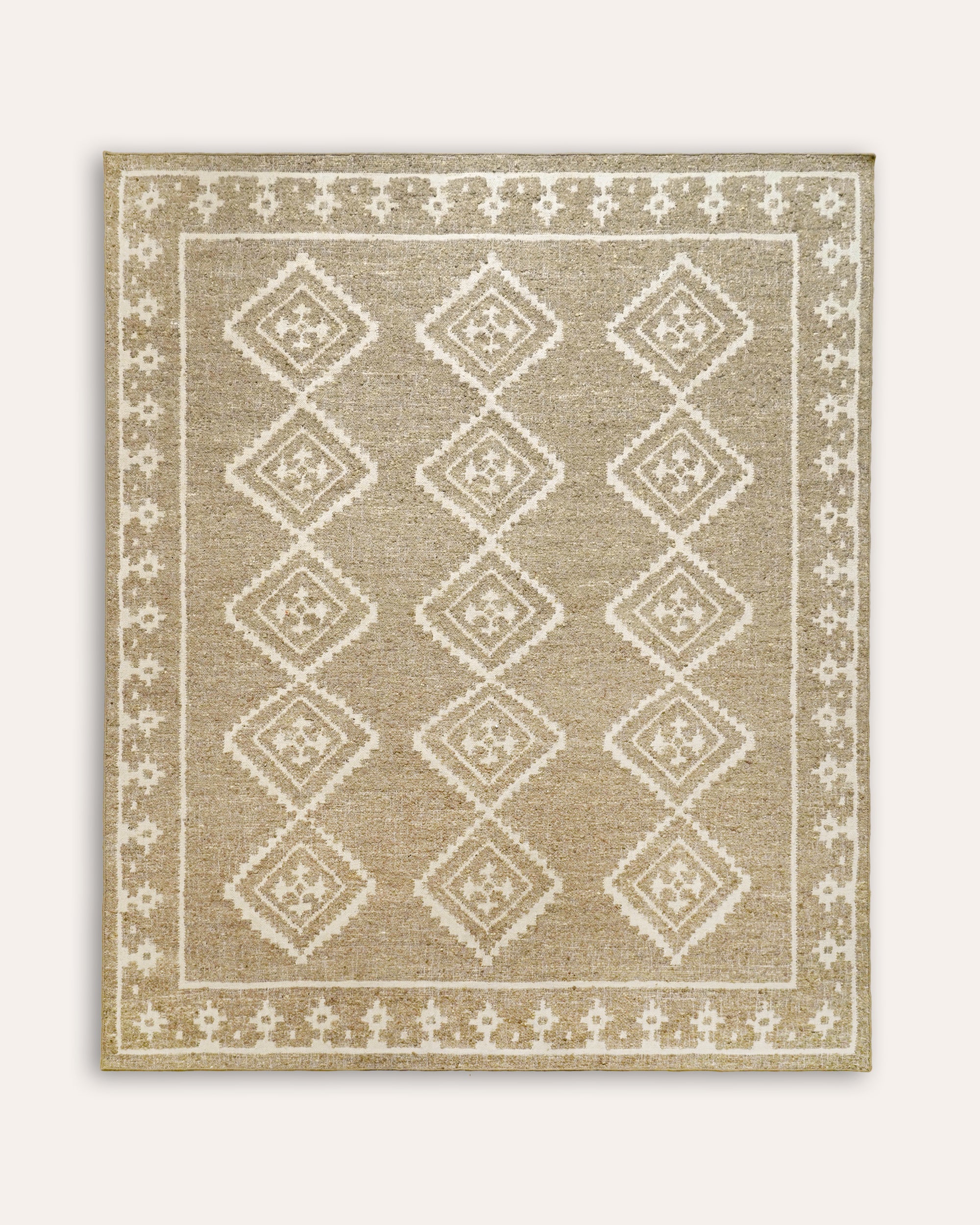 Taupe geometric patterned rectangular rug