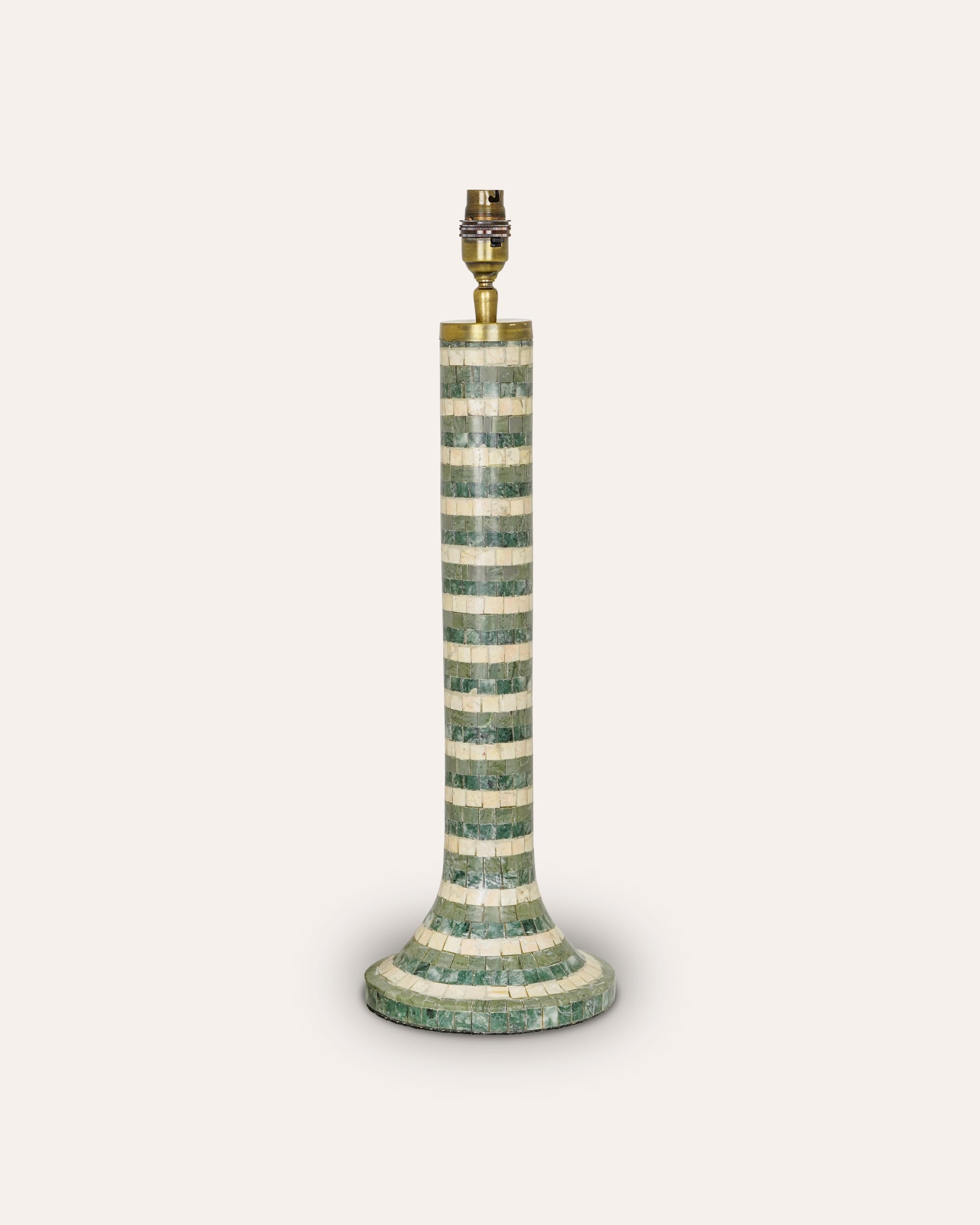 Decorative lamp with striped design on a white background