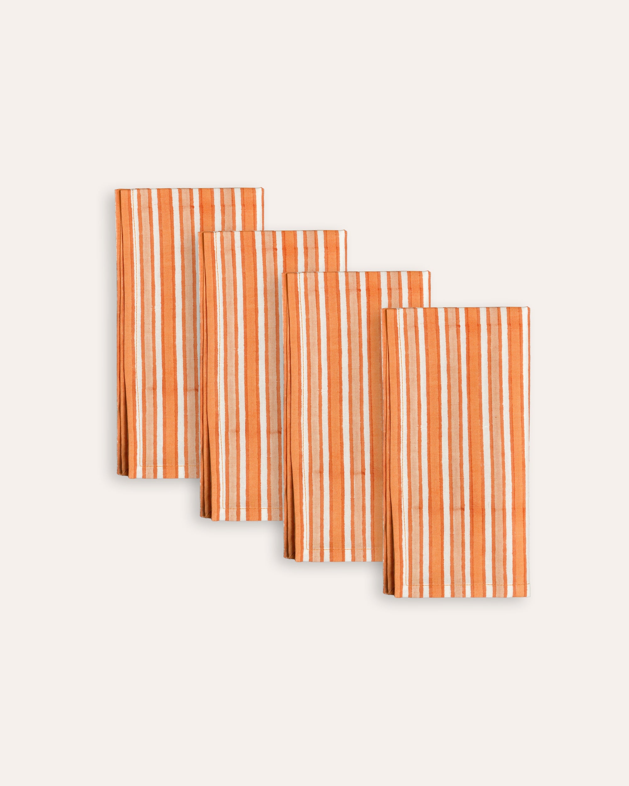 Set of four orange and pink sunset striped napkins - Butter Wakefield - The Nasturtium collection