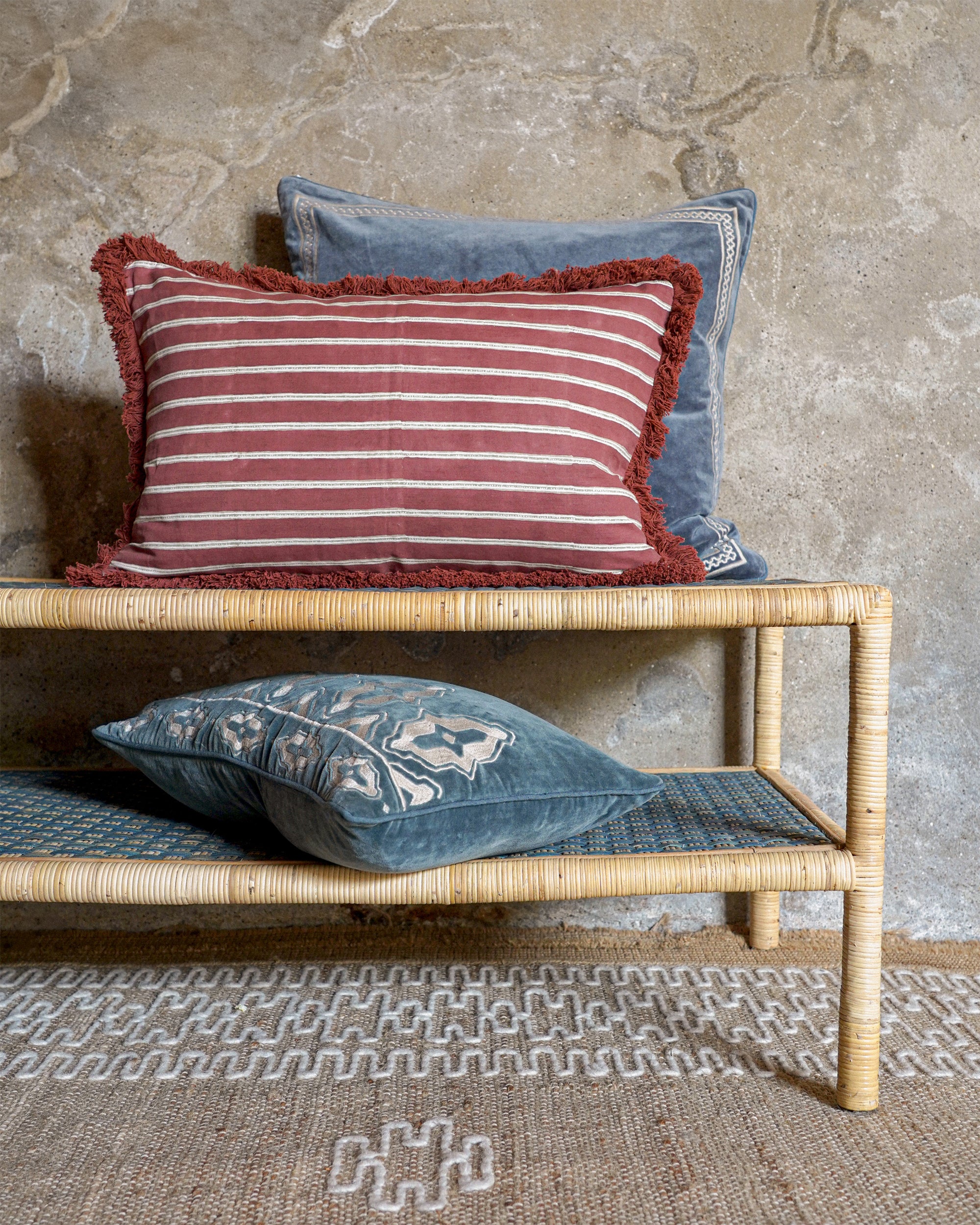 Edo Stripe Cushion - Red