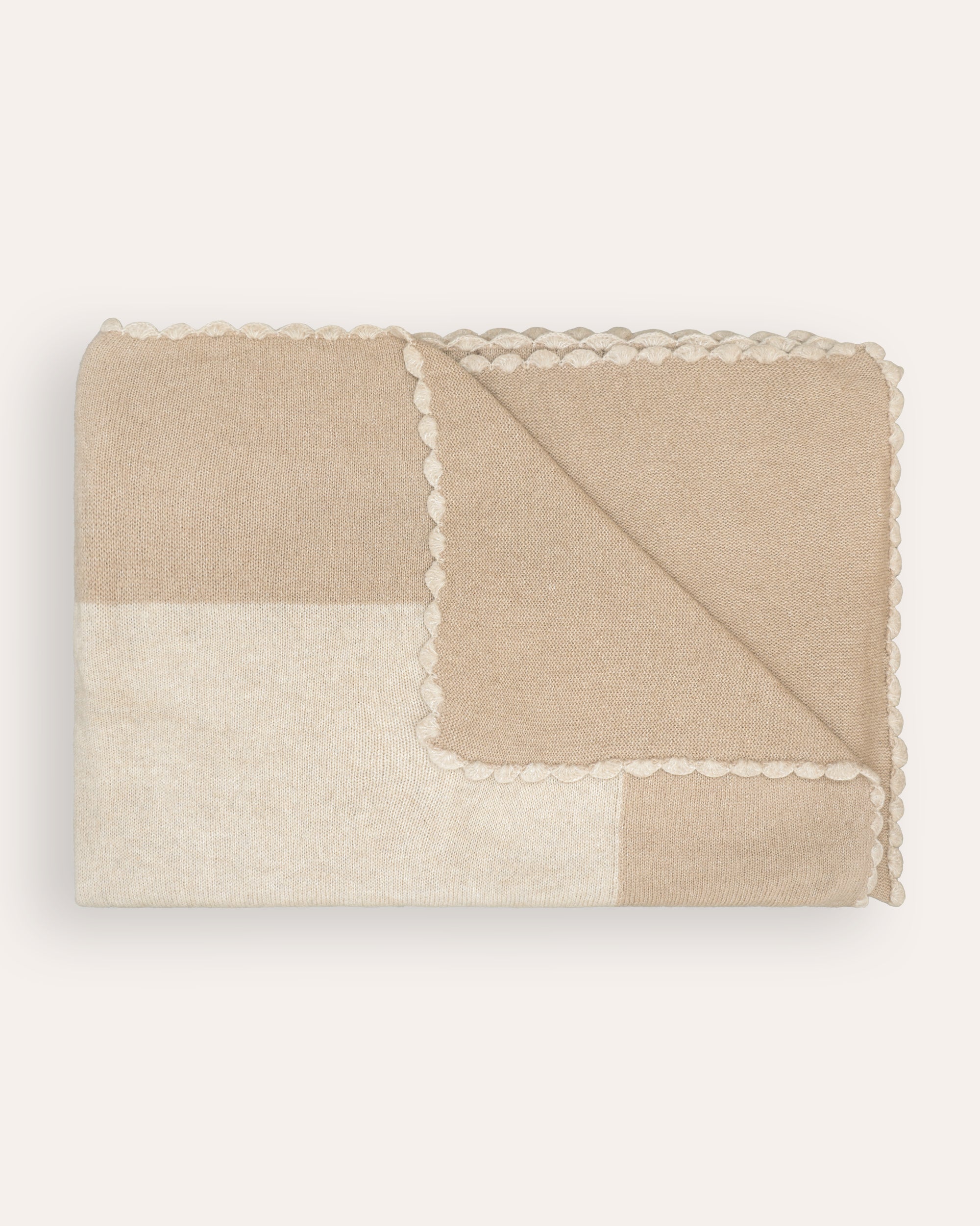 Bordered Knitted Throw - Taupe