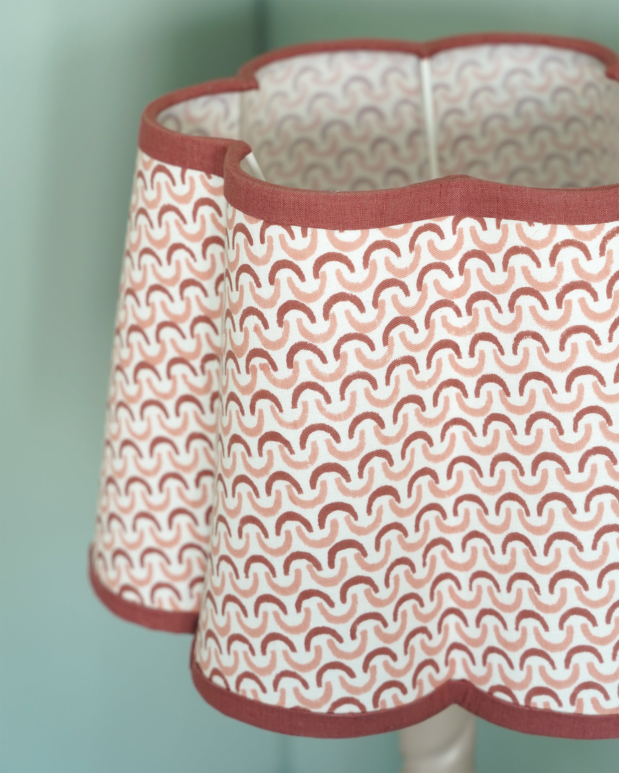 Teja Block Print Scalloped Lampshade - Pink