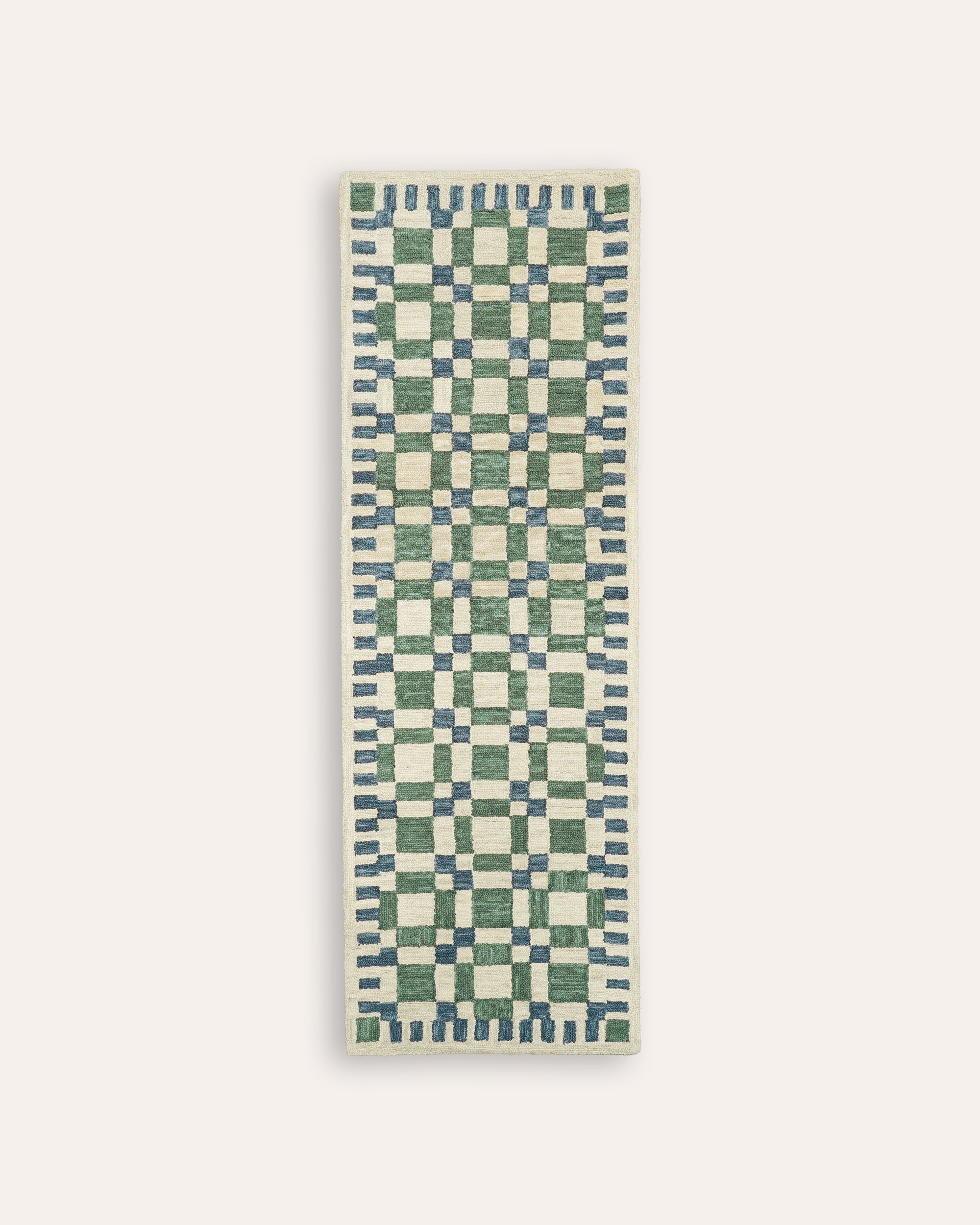 The Check Mate Wool Runner - Green & Blue