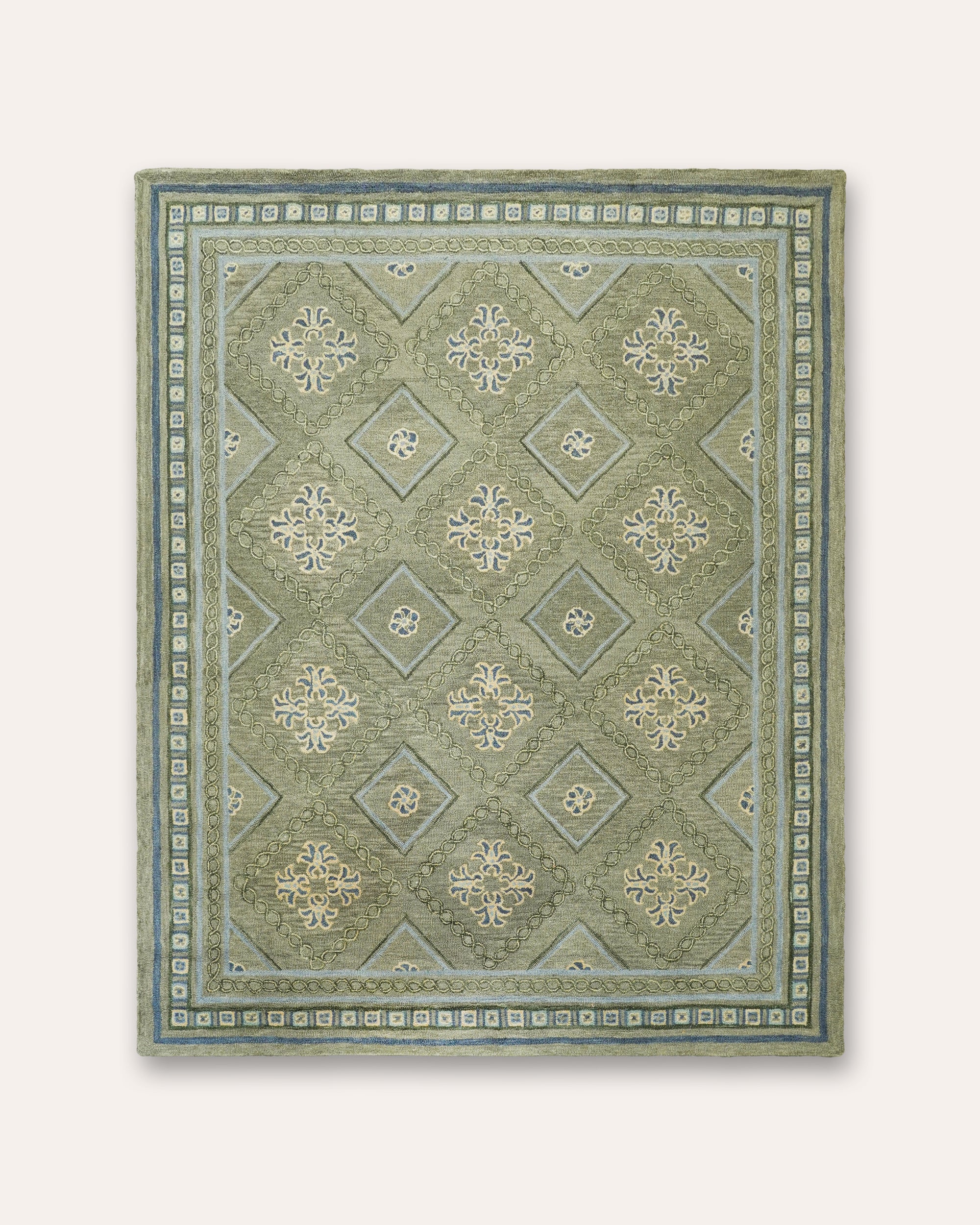 Varuna Handwoven Trellis Wool Rug - Green