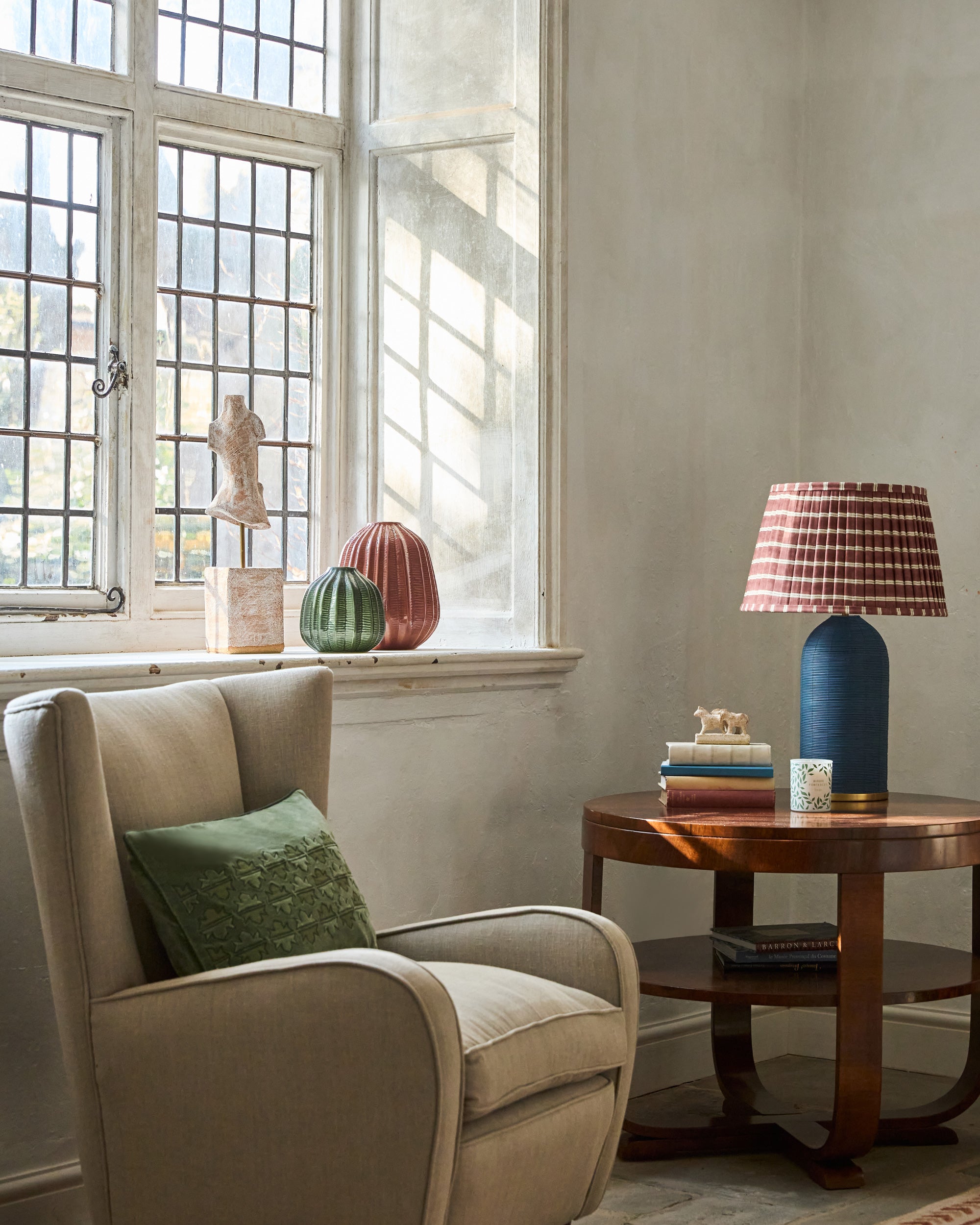 Edo Stripe Pleated Lampshade - Red