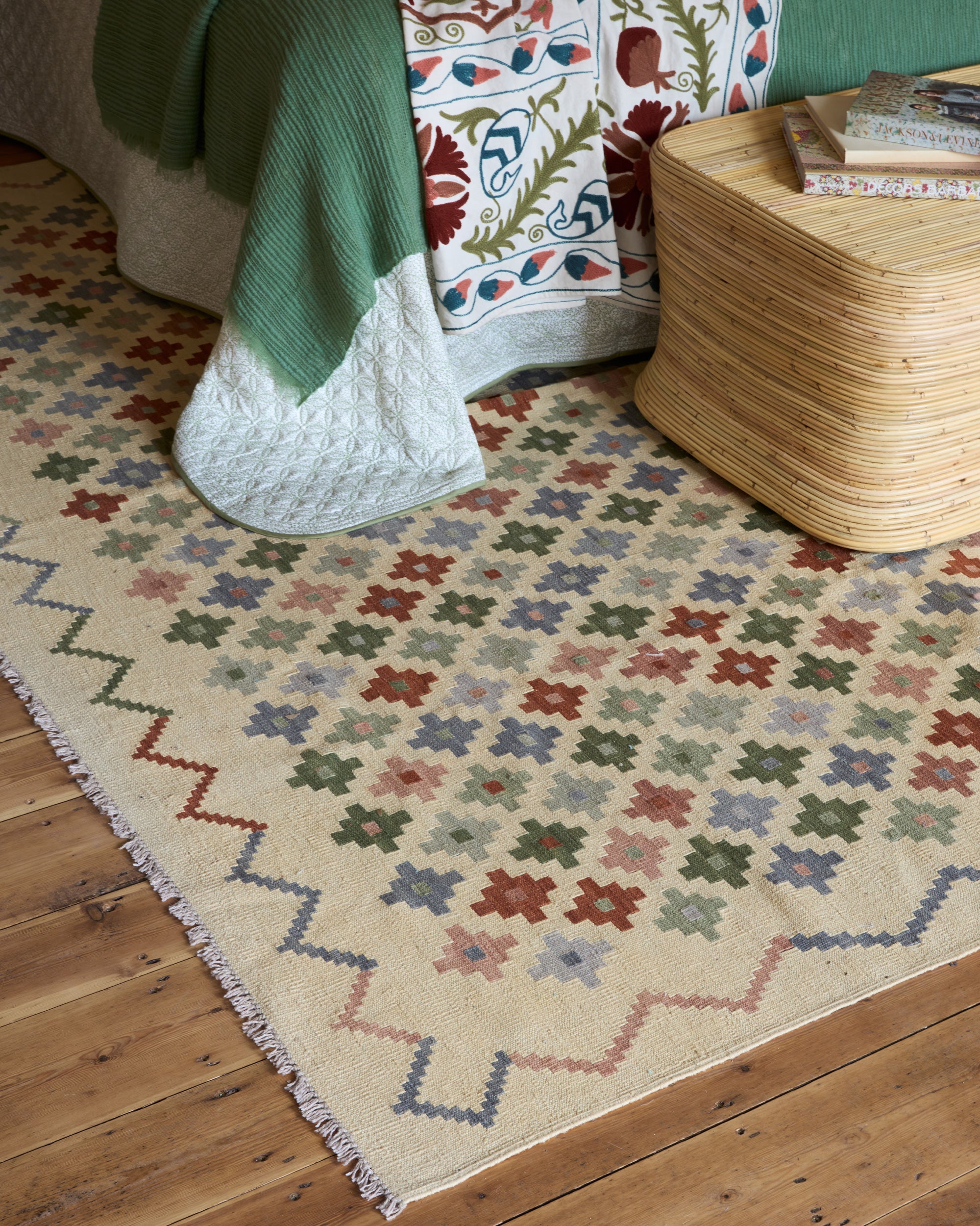 Ziggurat Kilim Rug - Dark Multicolour
