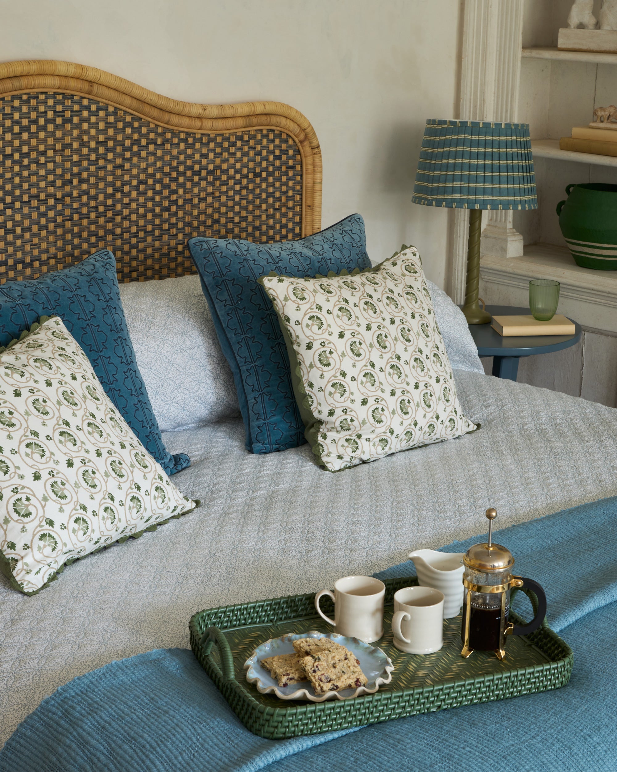 King Rattan Headboard - Blue