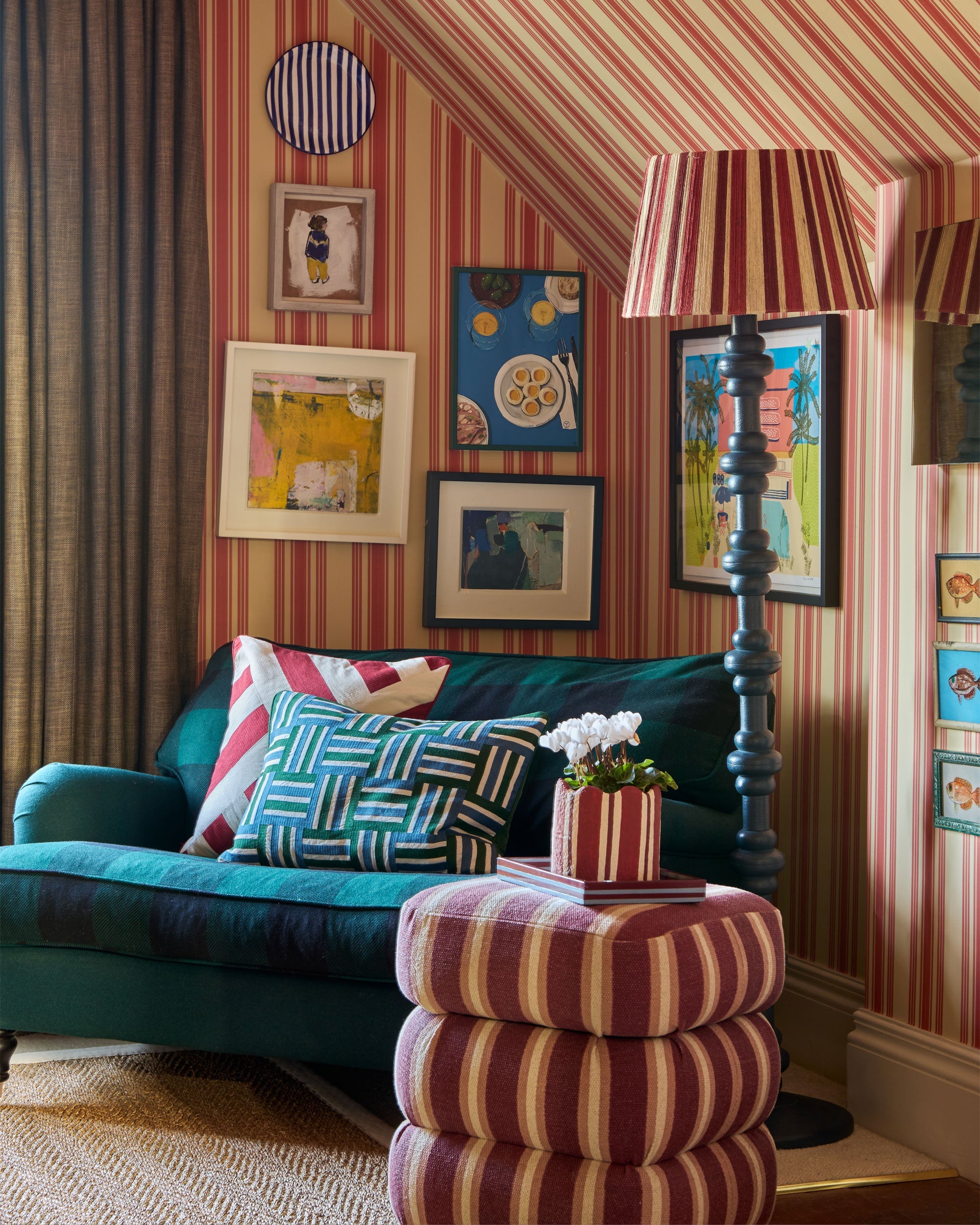 The Stripey String Lampshade - The Red