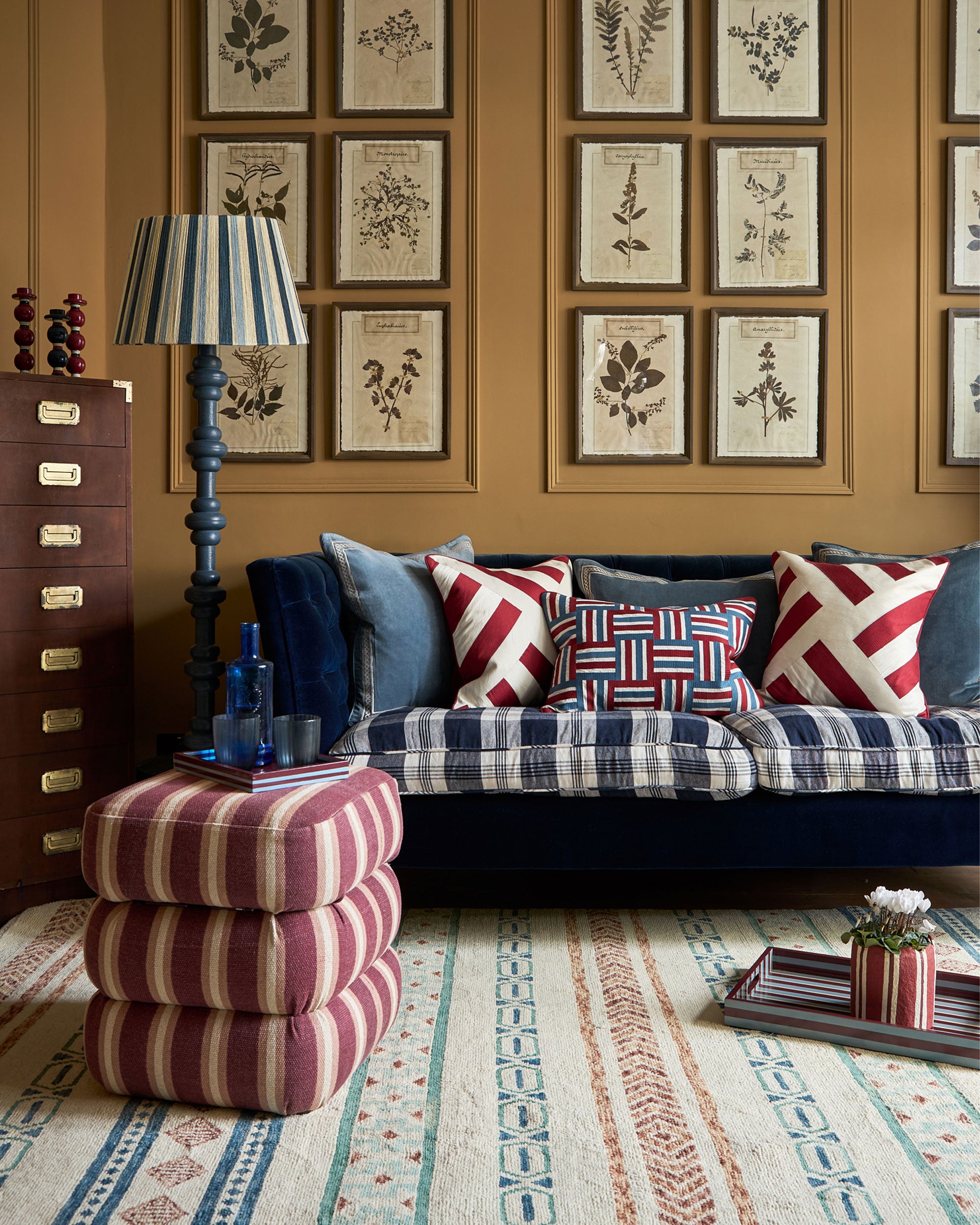 The Stripey String Lampshade - The Blue