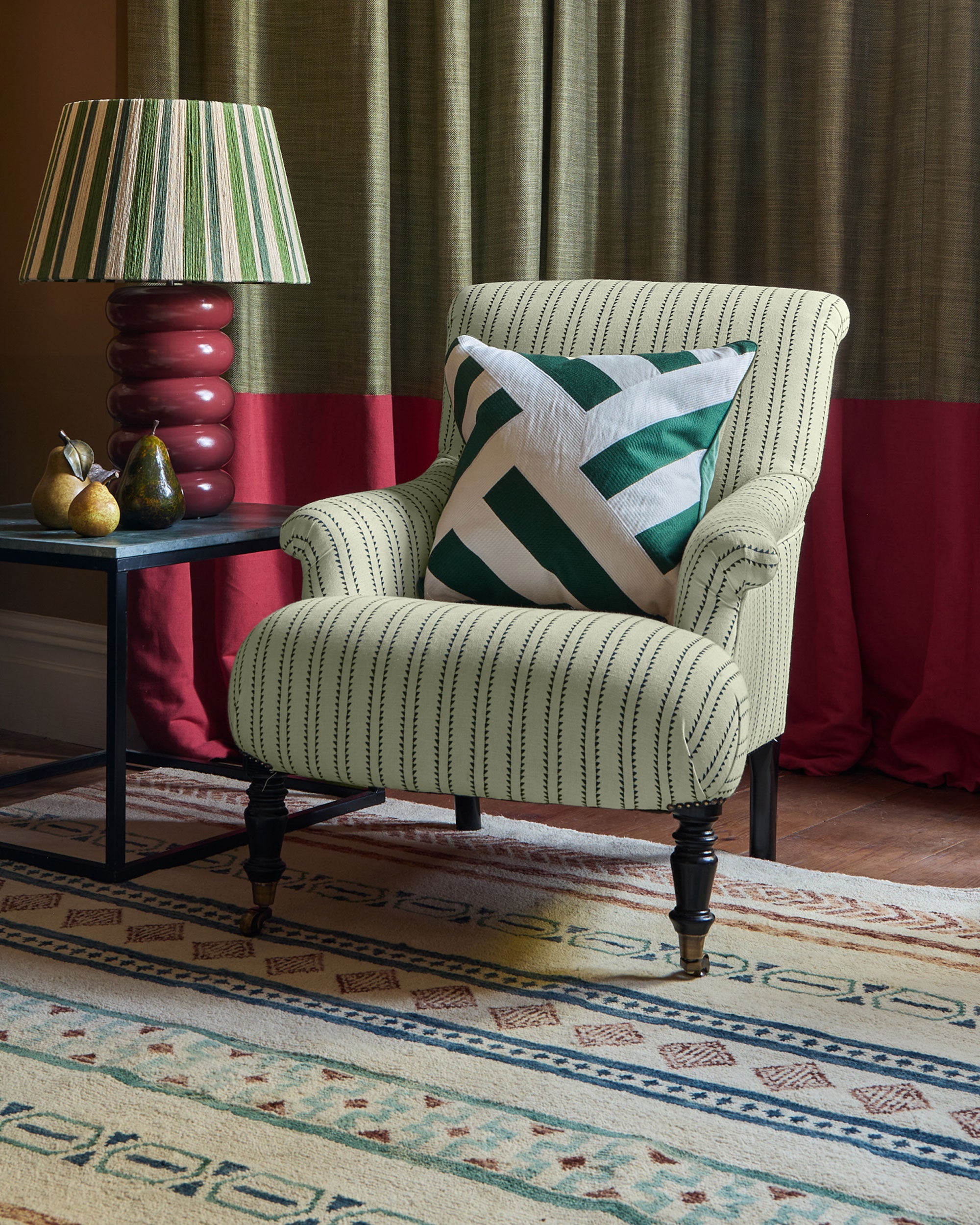 The Stripey String Lampshade - The Green