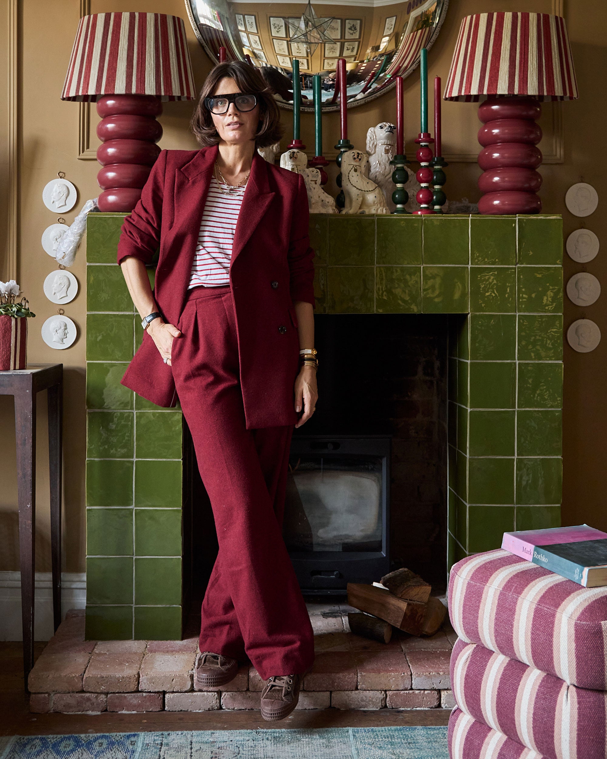 The Stripey String Lampshade - The Red