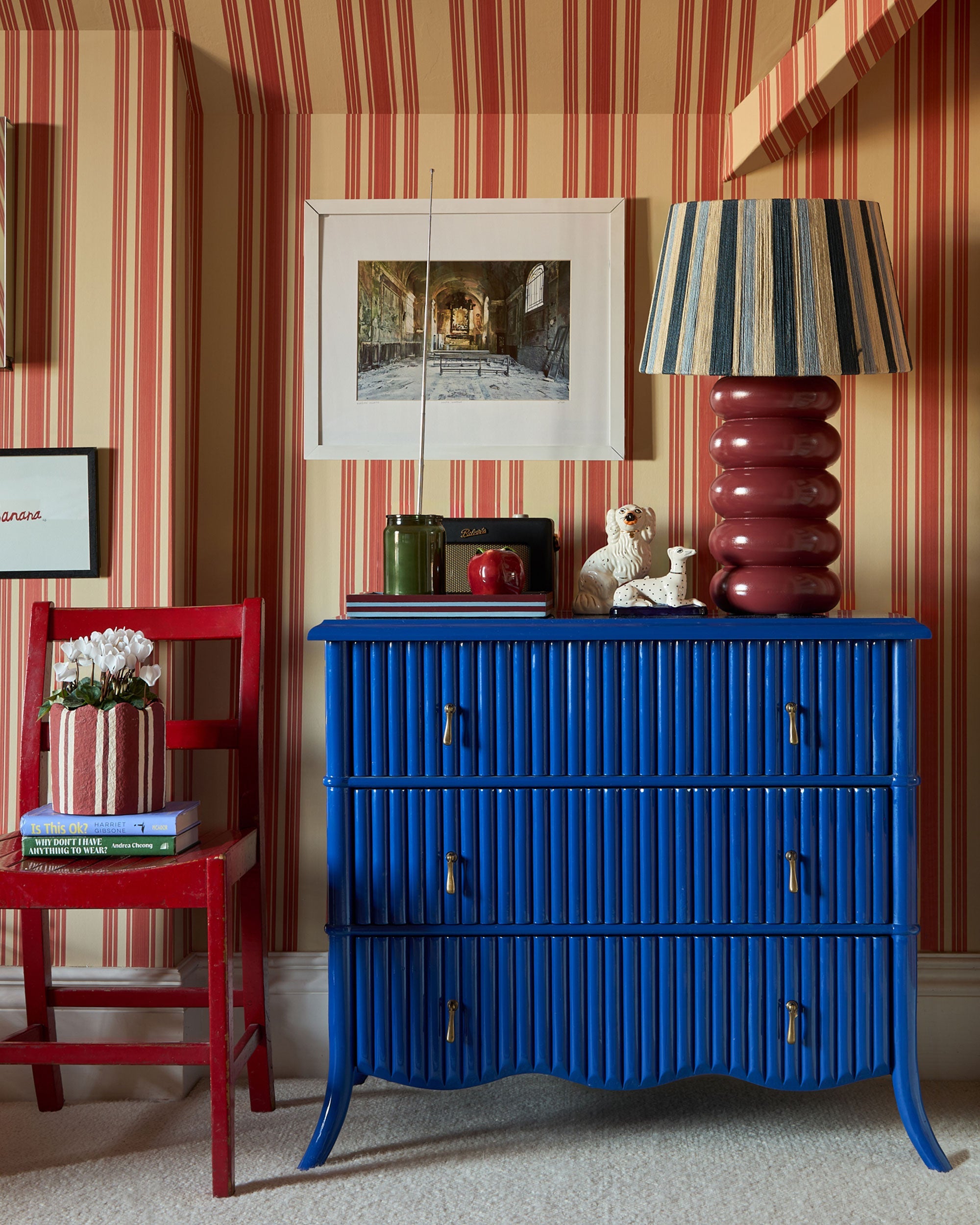 The Stripey String Lampshade - The Blue