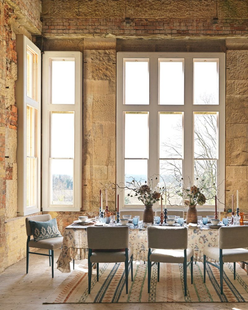 Tara Embroidered Velvet Cushion - Chambray Blue