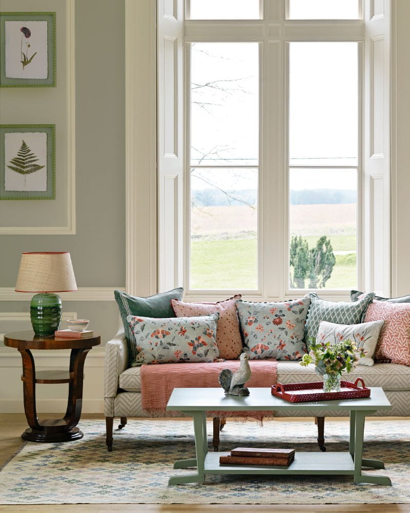 Shisho Embroidered Velvet Cushion - Forest Green