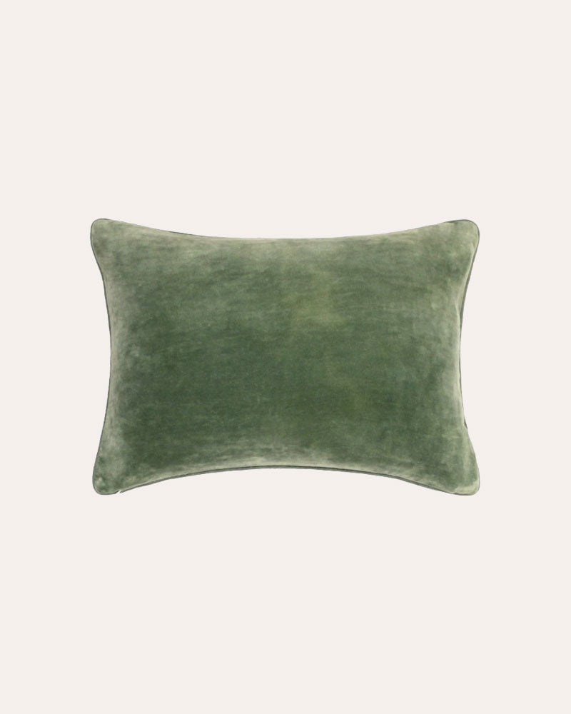 Tara Embroidered Velvet Cushion - Forest Green