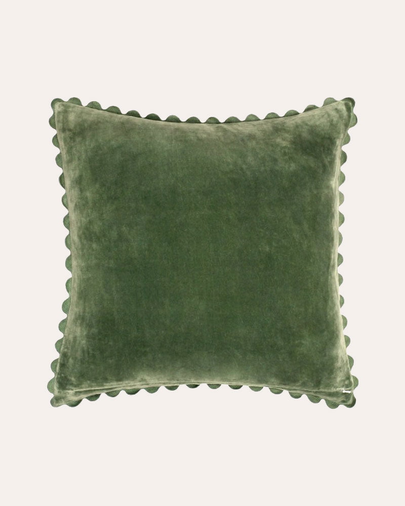Peony Linen Square Cushion - Celadon Green & Pink