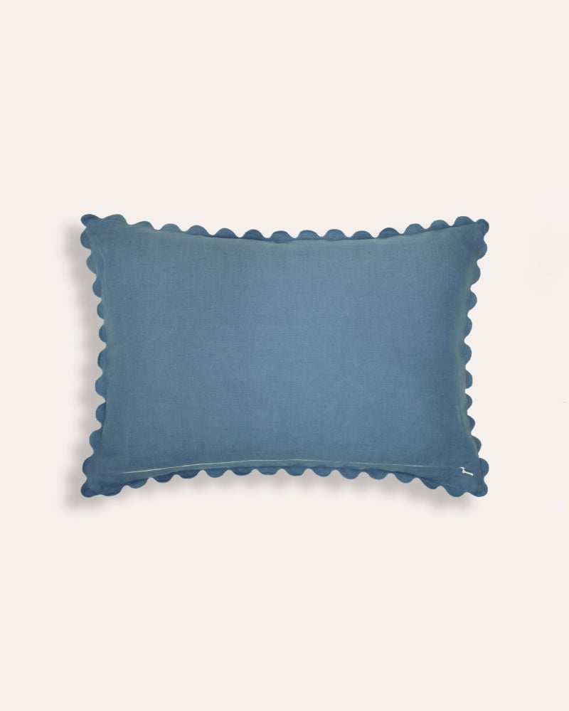 Viale Block Print Cushion - Blue