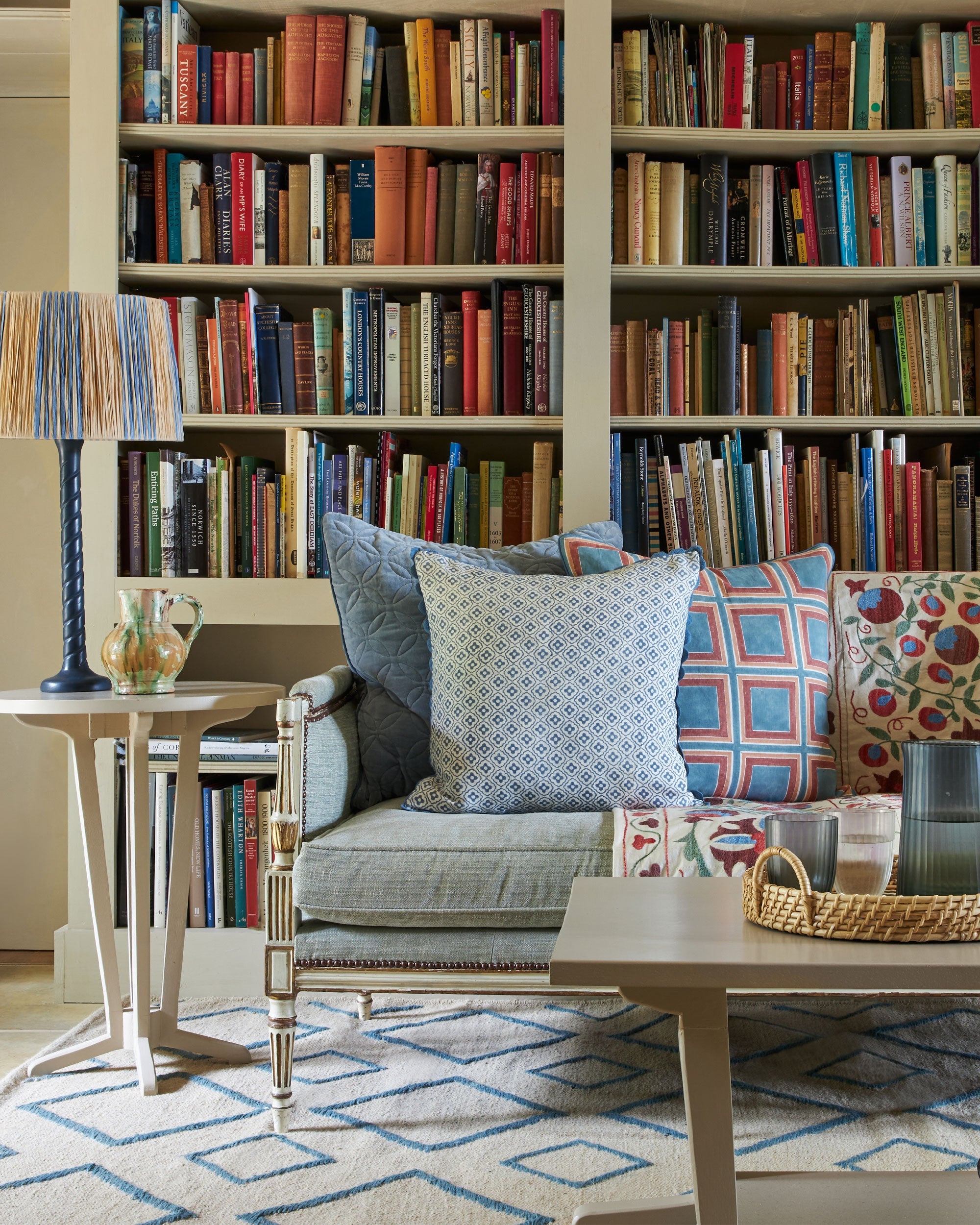 Blue Rhombus Geometric Wool and Jute Rug – Birdie Fortescue