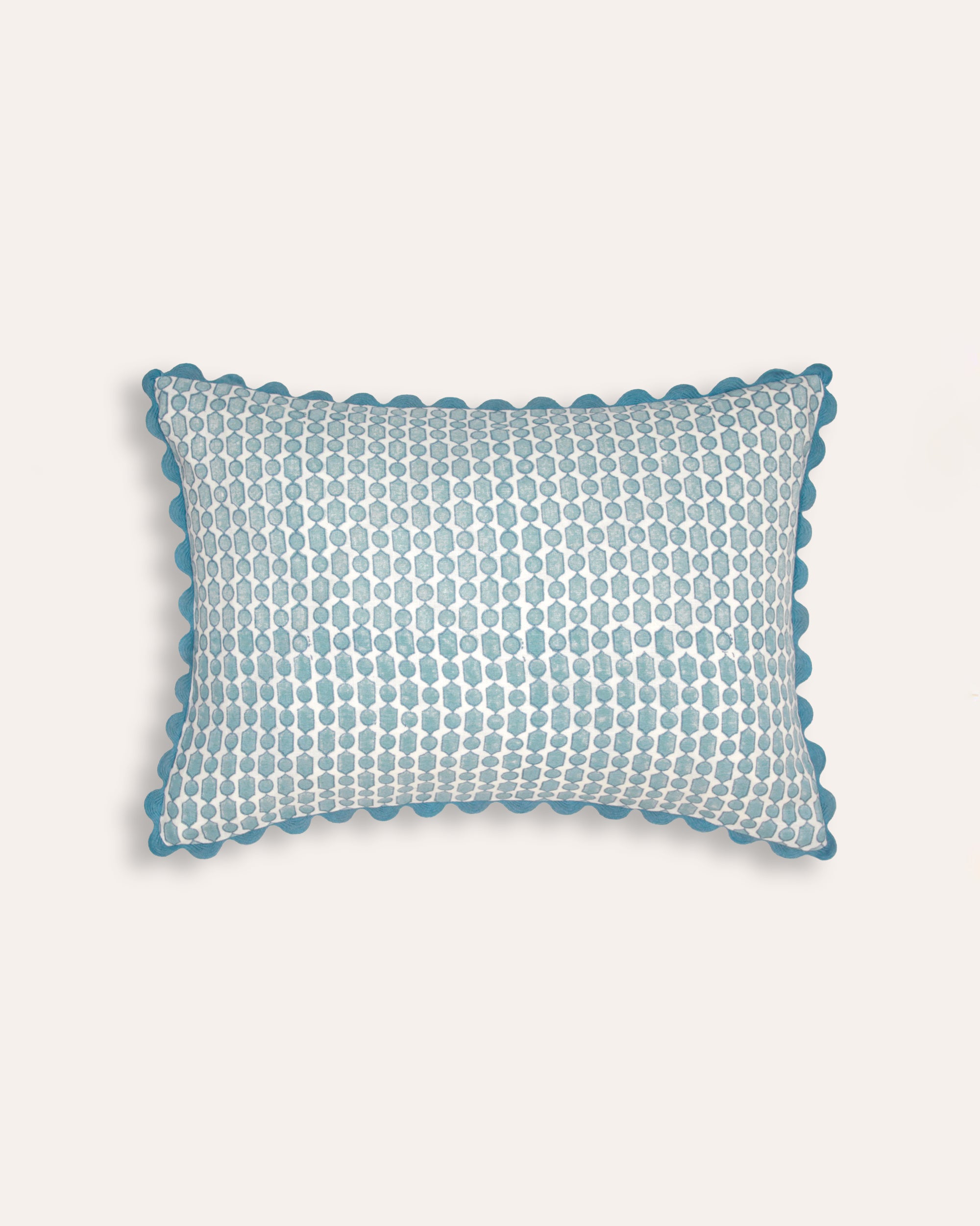 Viale Block Print Cushion - Blue