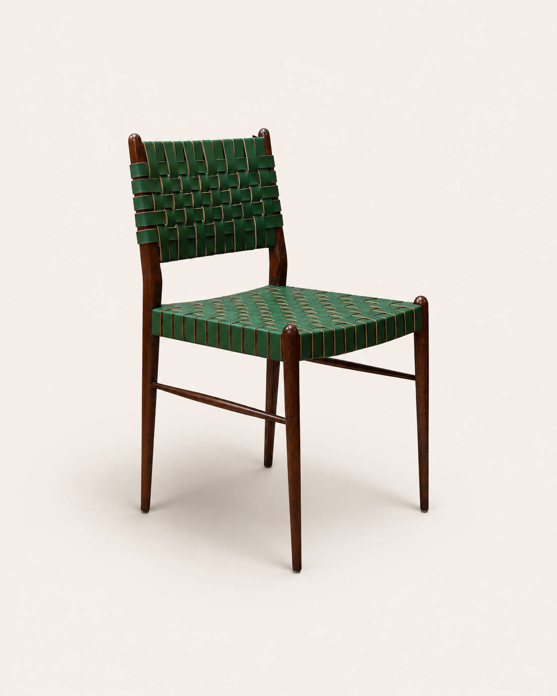Woven Leather Dining Chair - Green
