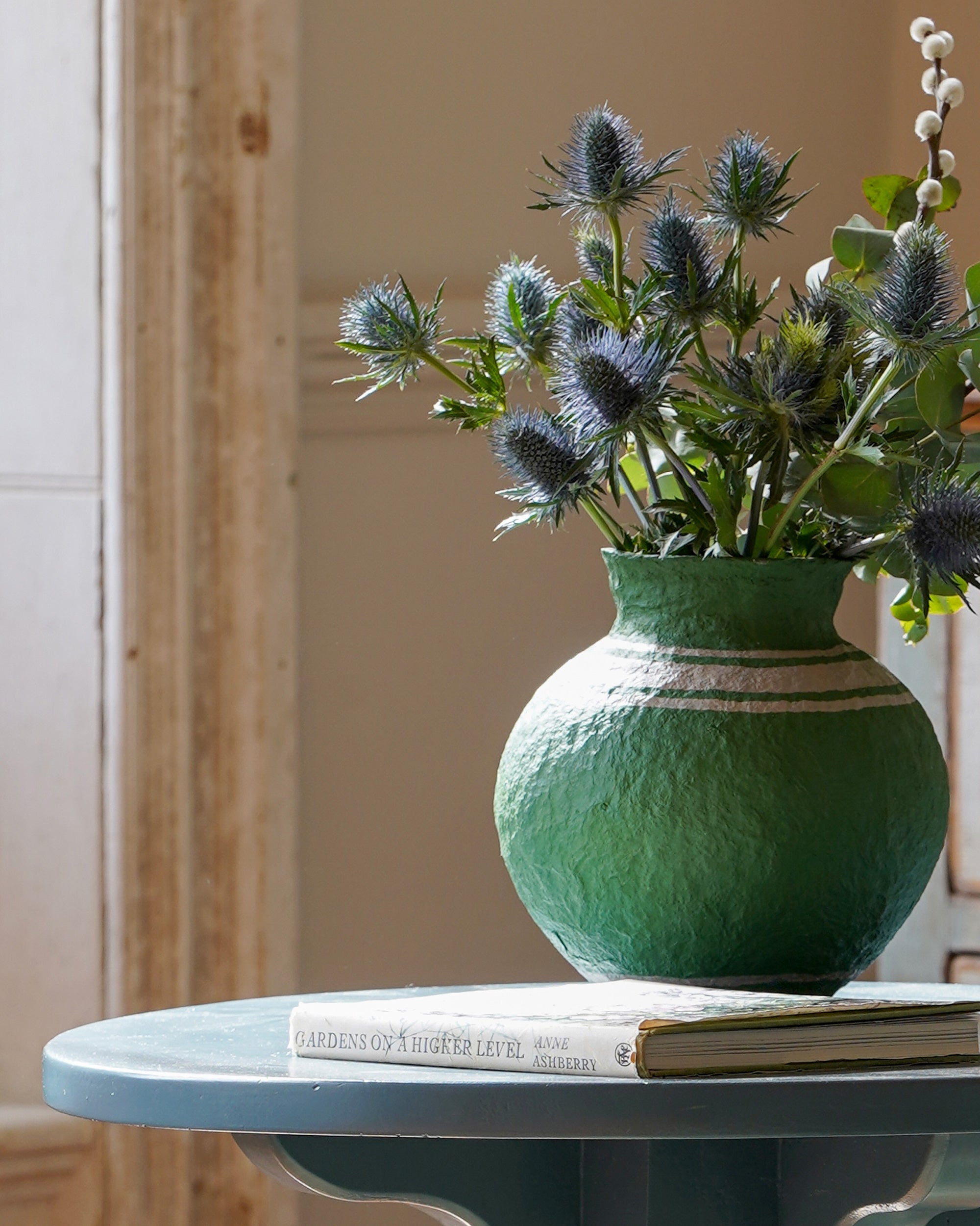 Cotton Mache Vase - Green