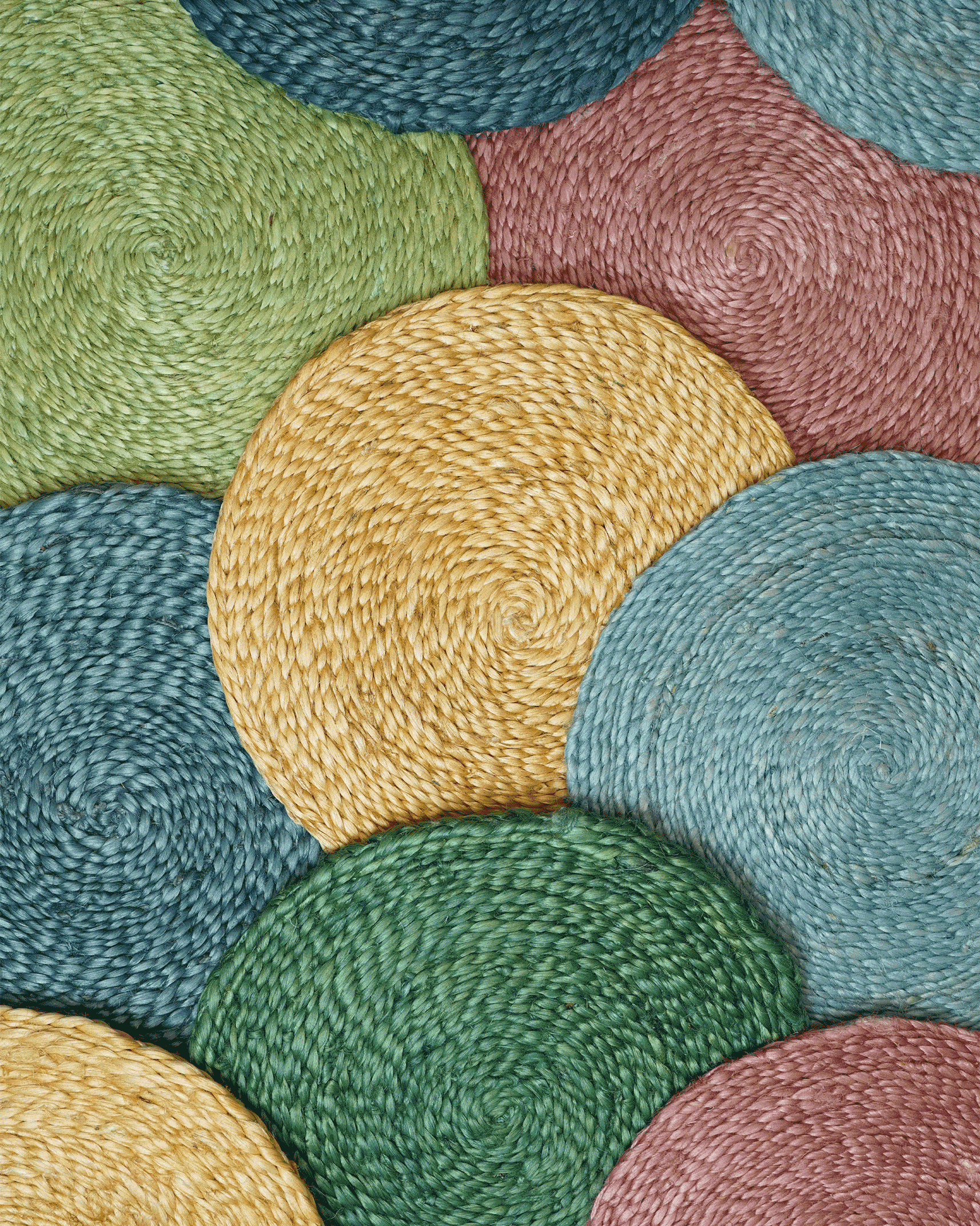 Round Jute Placemats - Forest Green