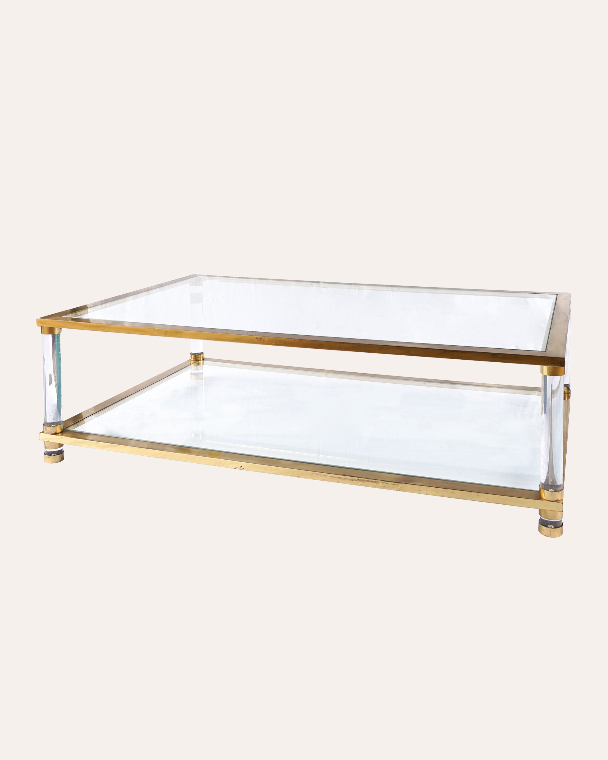 French 1980s Pierre Vanel Brass Coffee Table