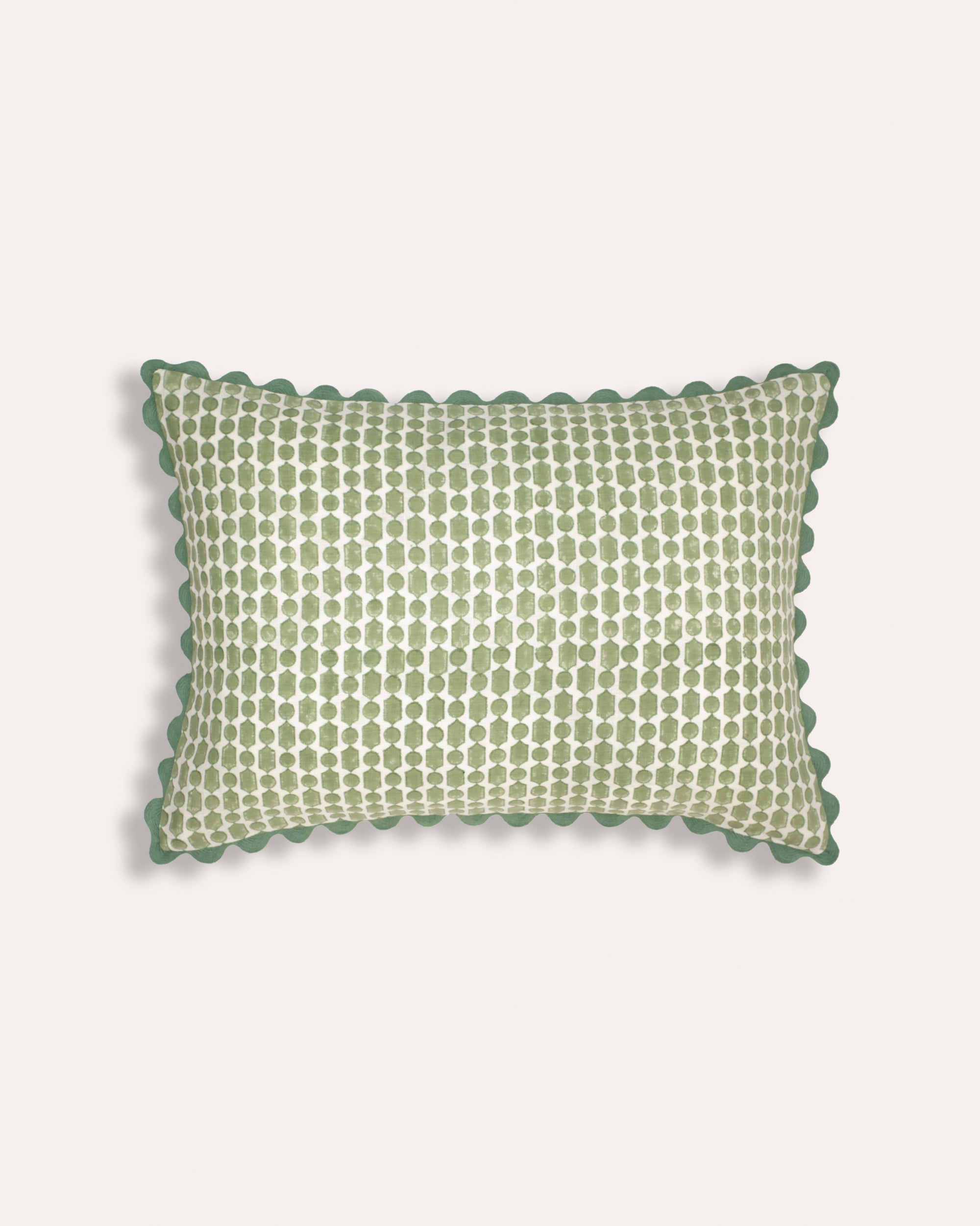 Viale Block Print Cushion - Green