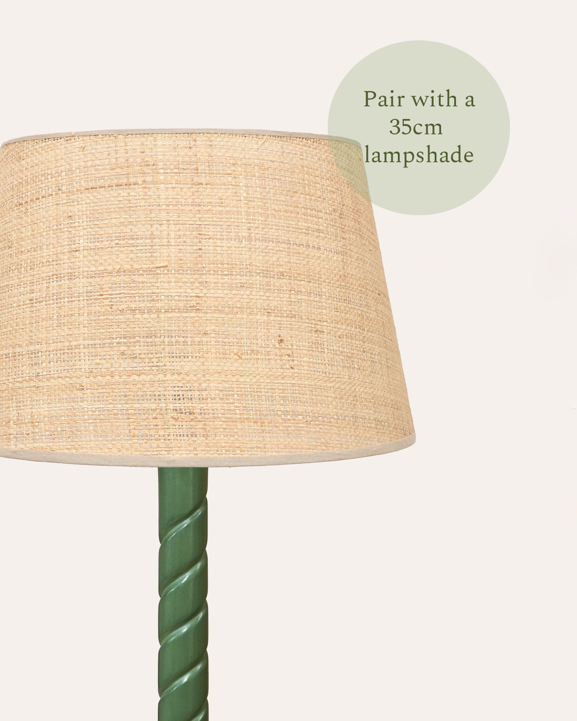 Large Twisted Wooden Table Lamp - Dark Green