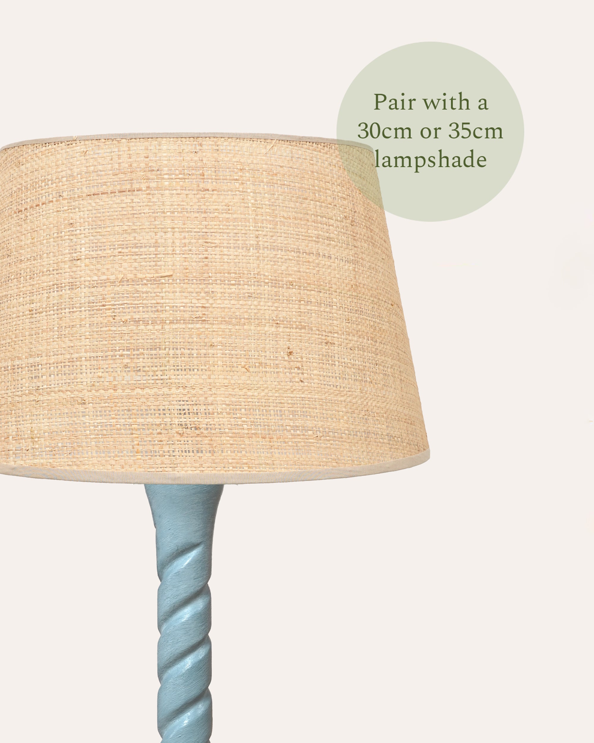 Small Twisted Wooden Table Lamp - Light Blue