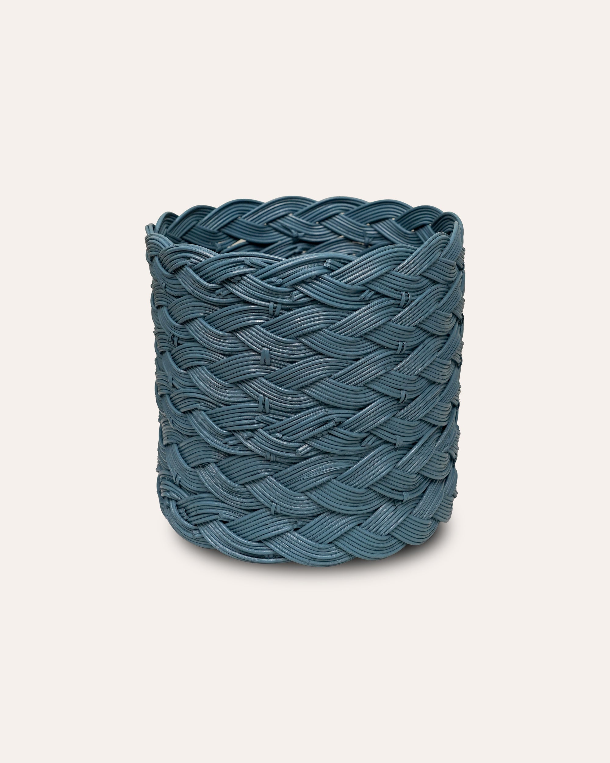 Plaited Waste Paper Basket - Aegean Blue