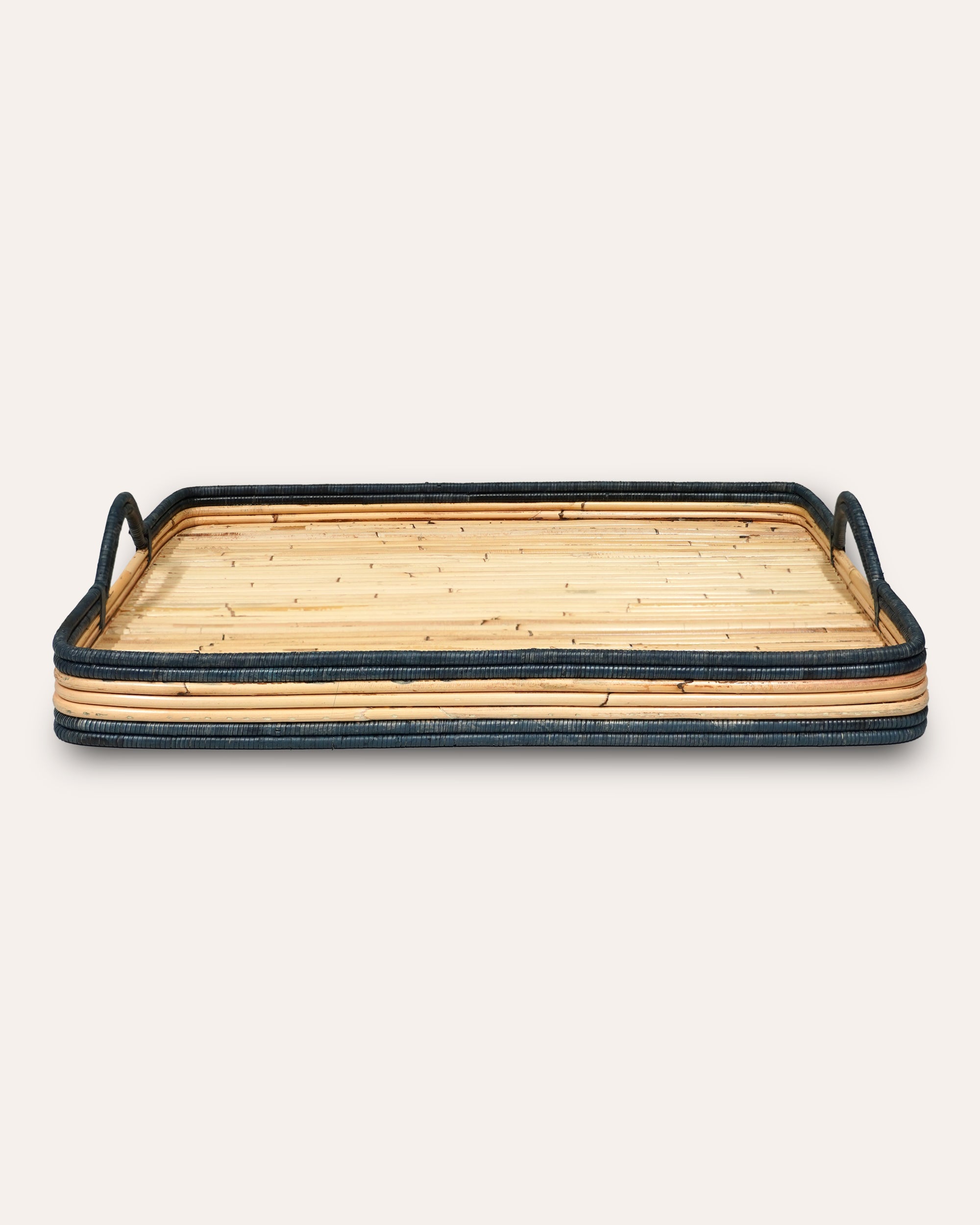 Handwoven Rattan Tray - Blue