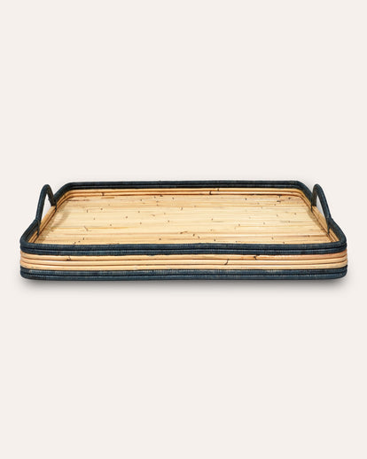 Handwoven Rattan Tray - Blue – Birdie Fortescue