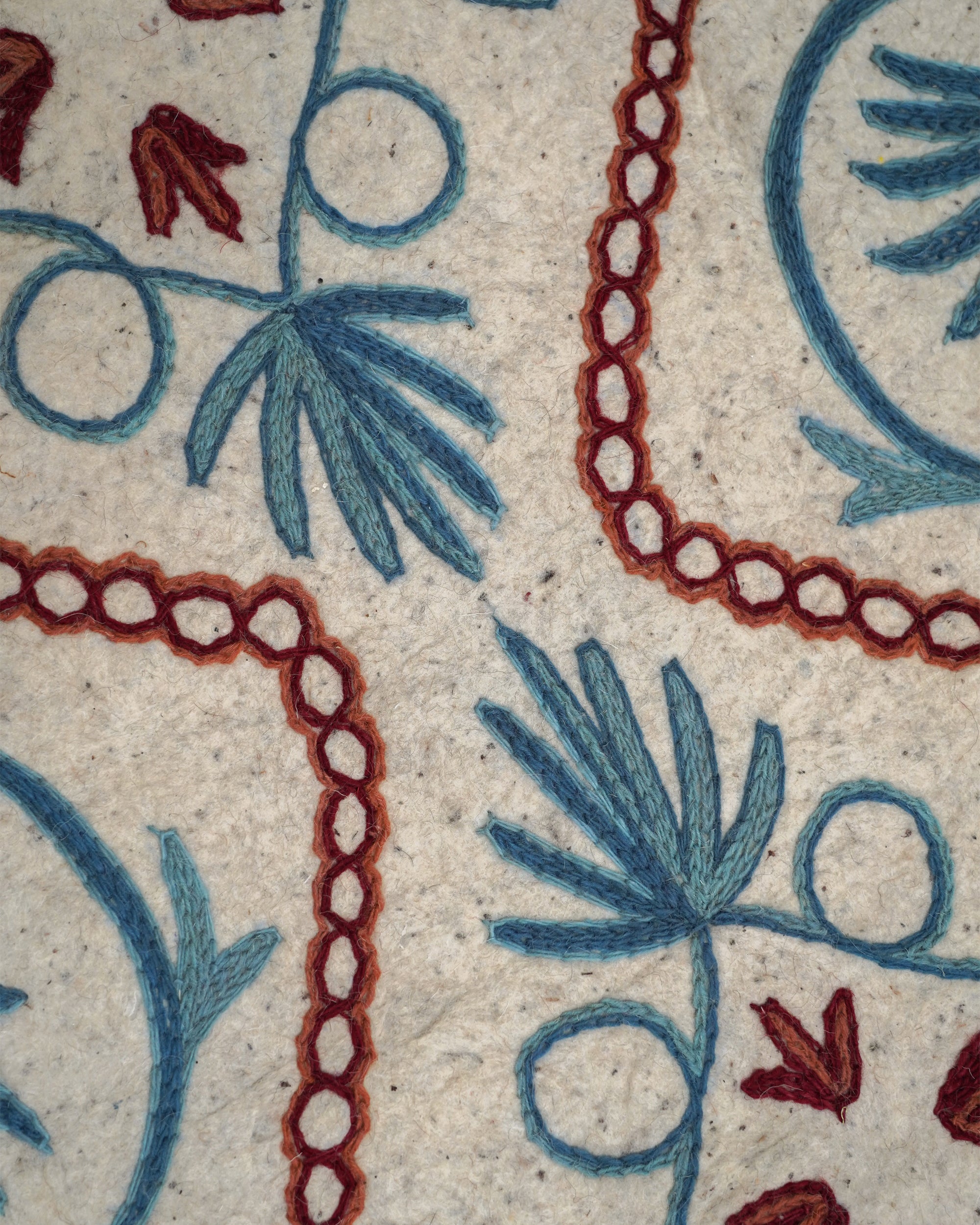 Namda Felt Embroidered Rug - Blue and Pink