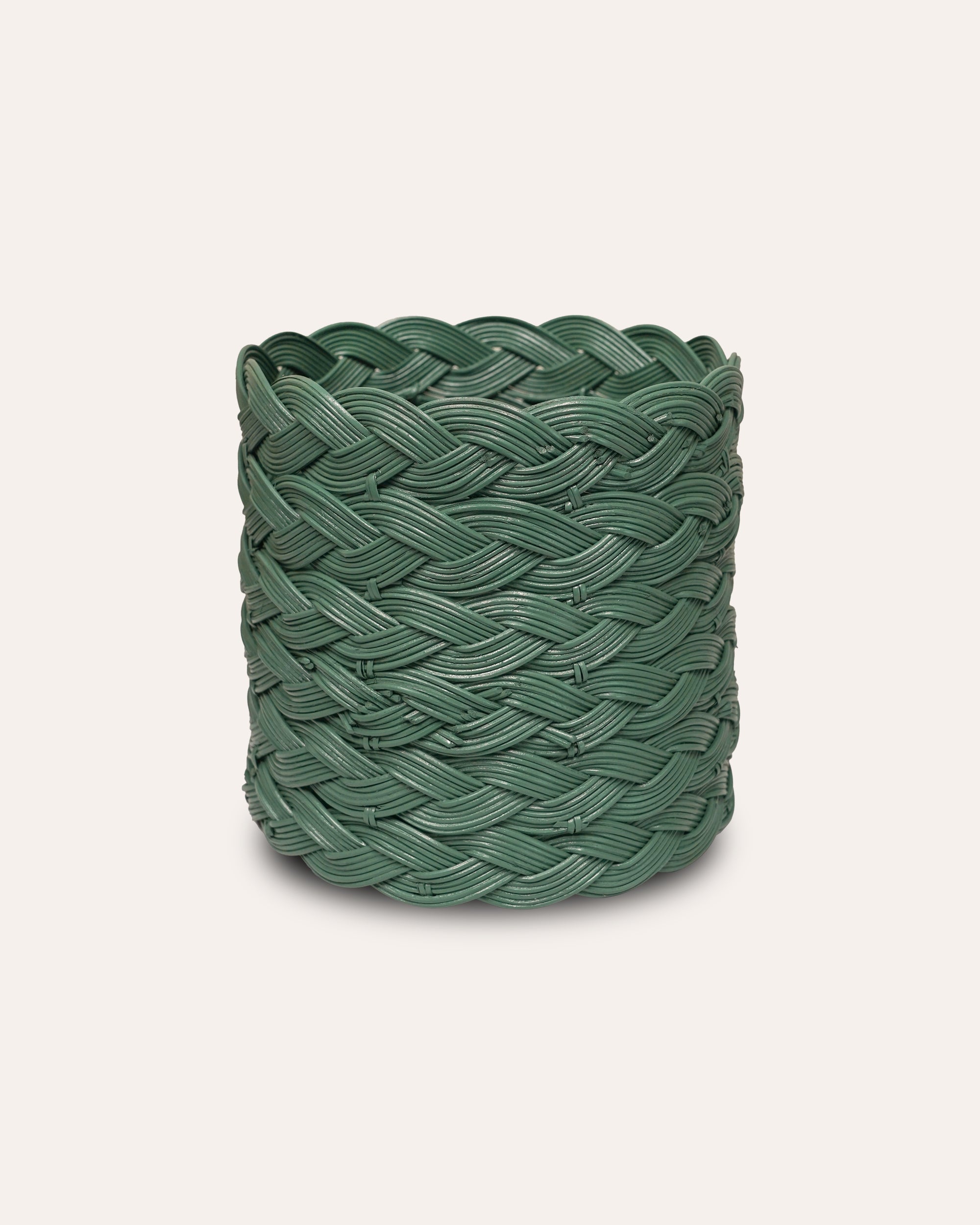 Plaited Waste Paper Basket - Hedge Green