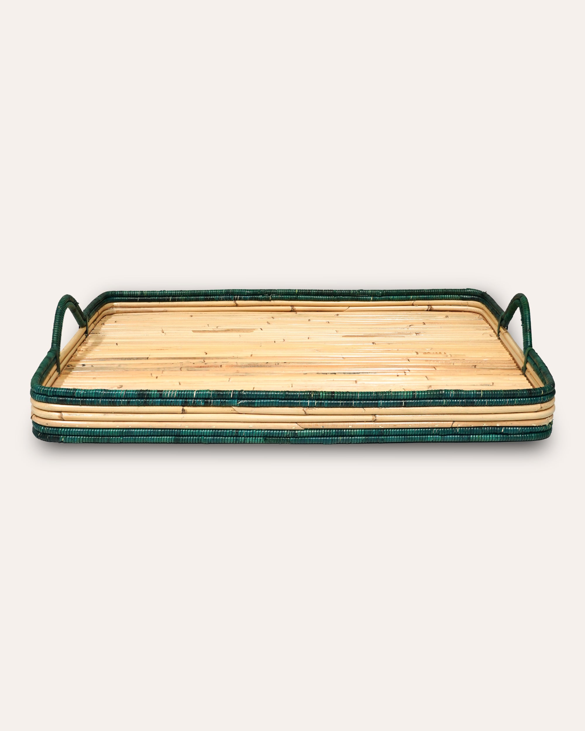 Handwoven Rattan Tray - Green