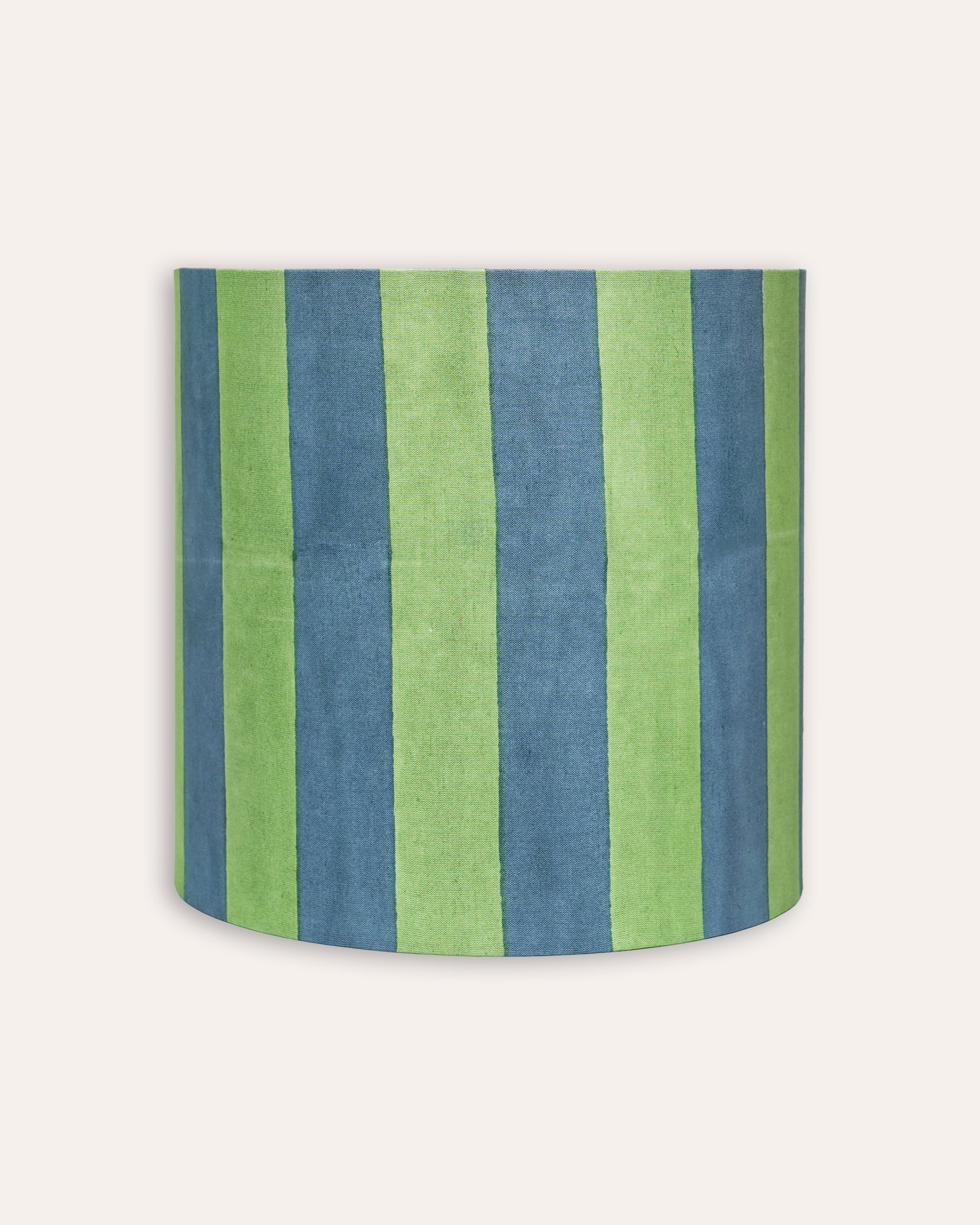 Blue and green striped drum lampshade - Birdie Fortescue lighting