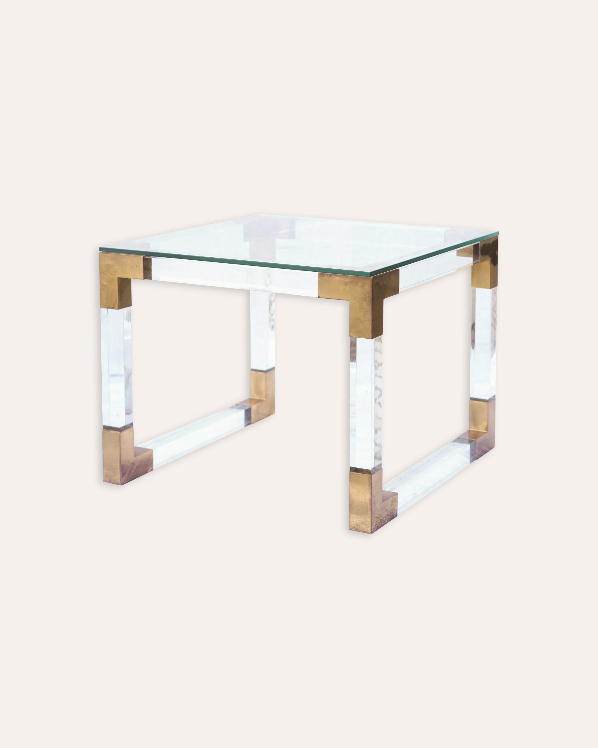 An Italian 1970s Plexiglass and Brass Side Table