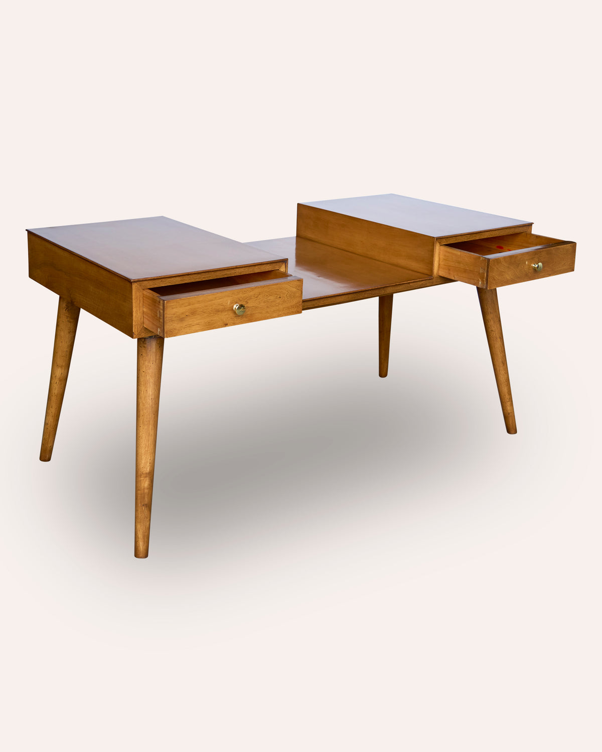 A French mid Century walnut writing table