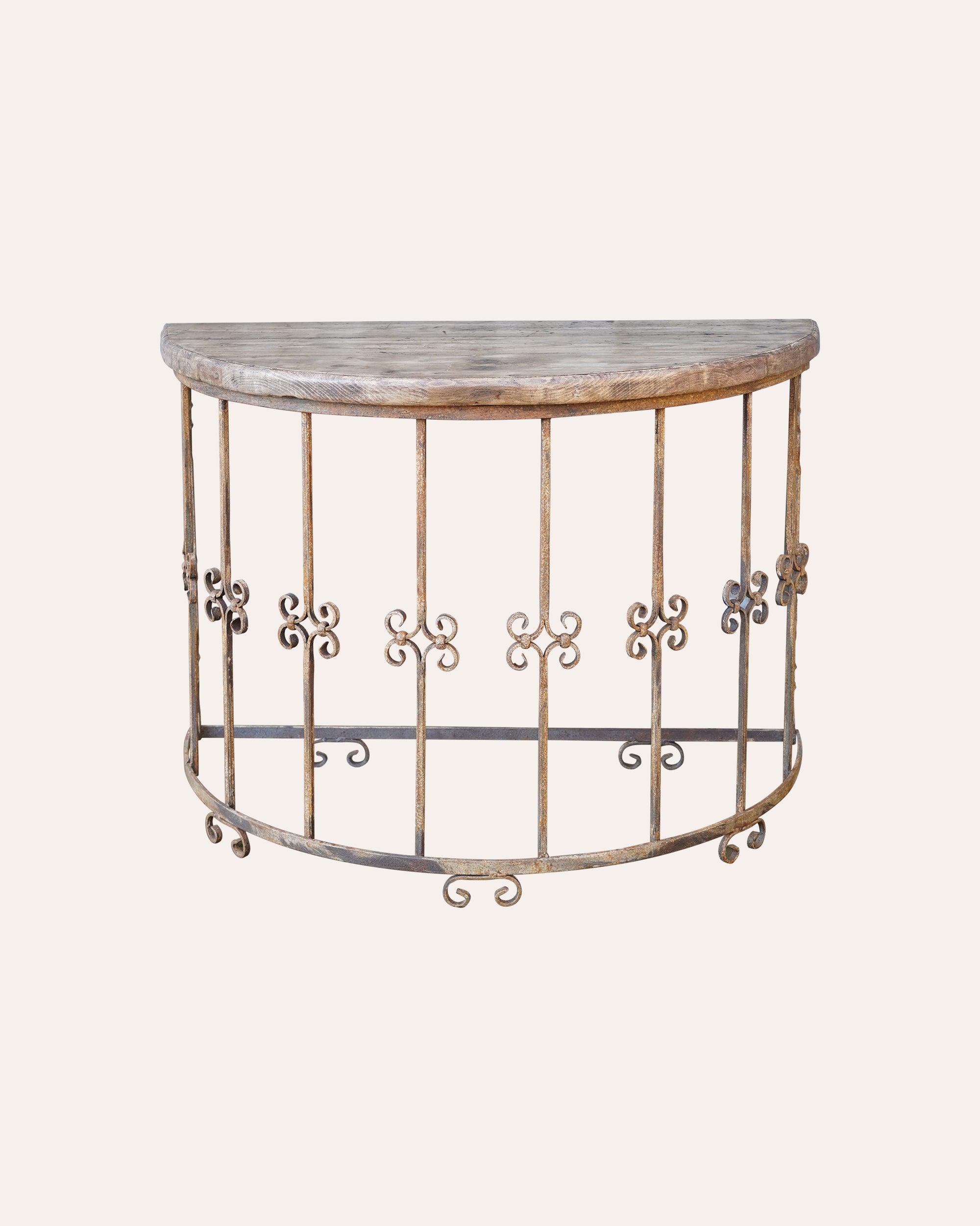 An Italian Metalwork Painted Demi-Lune Console Table