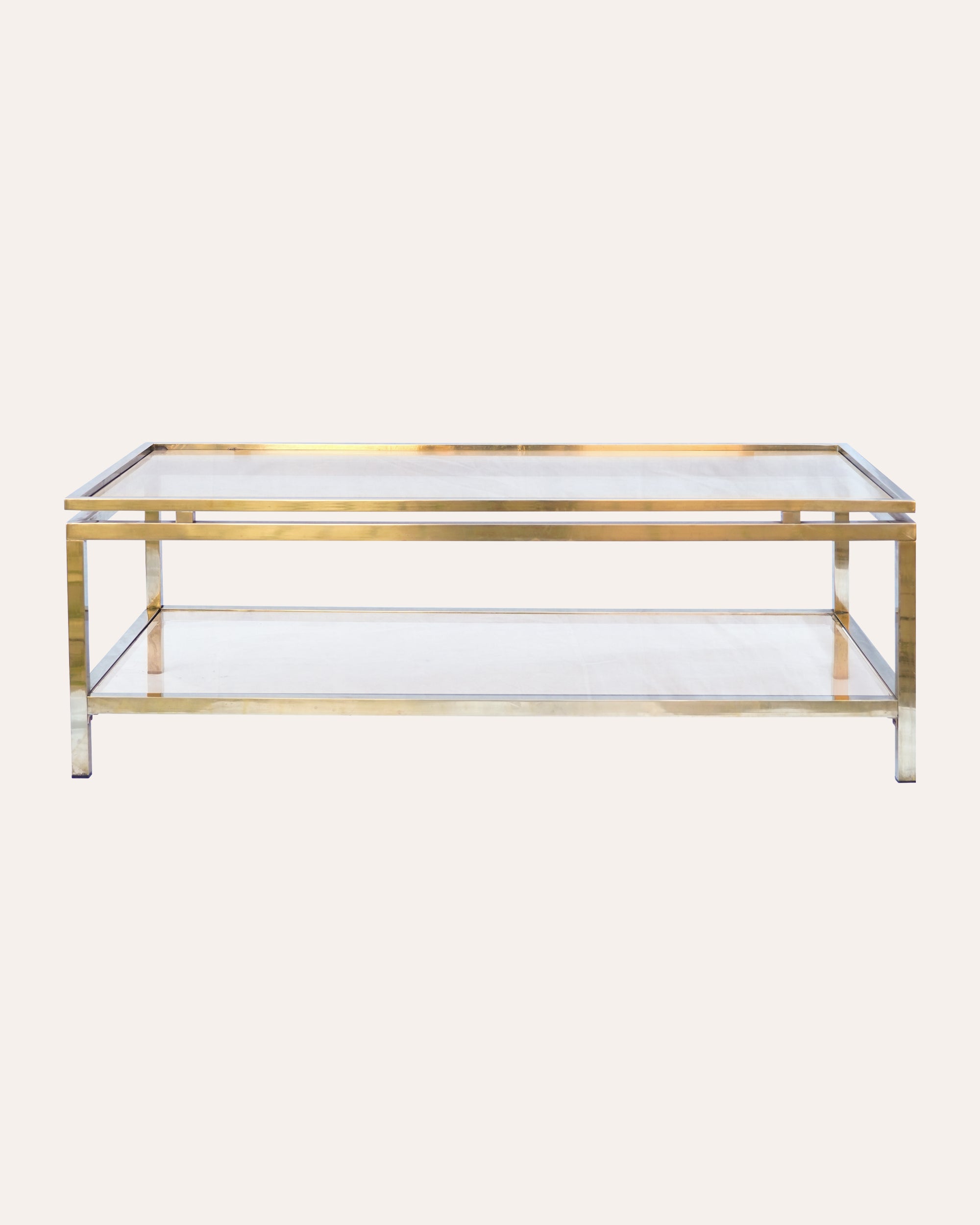 A Mid Century Brass and Glass Coffee Table, Guy Lefrevre, c1970