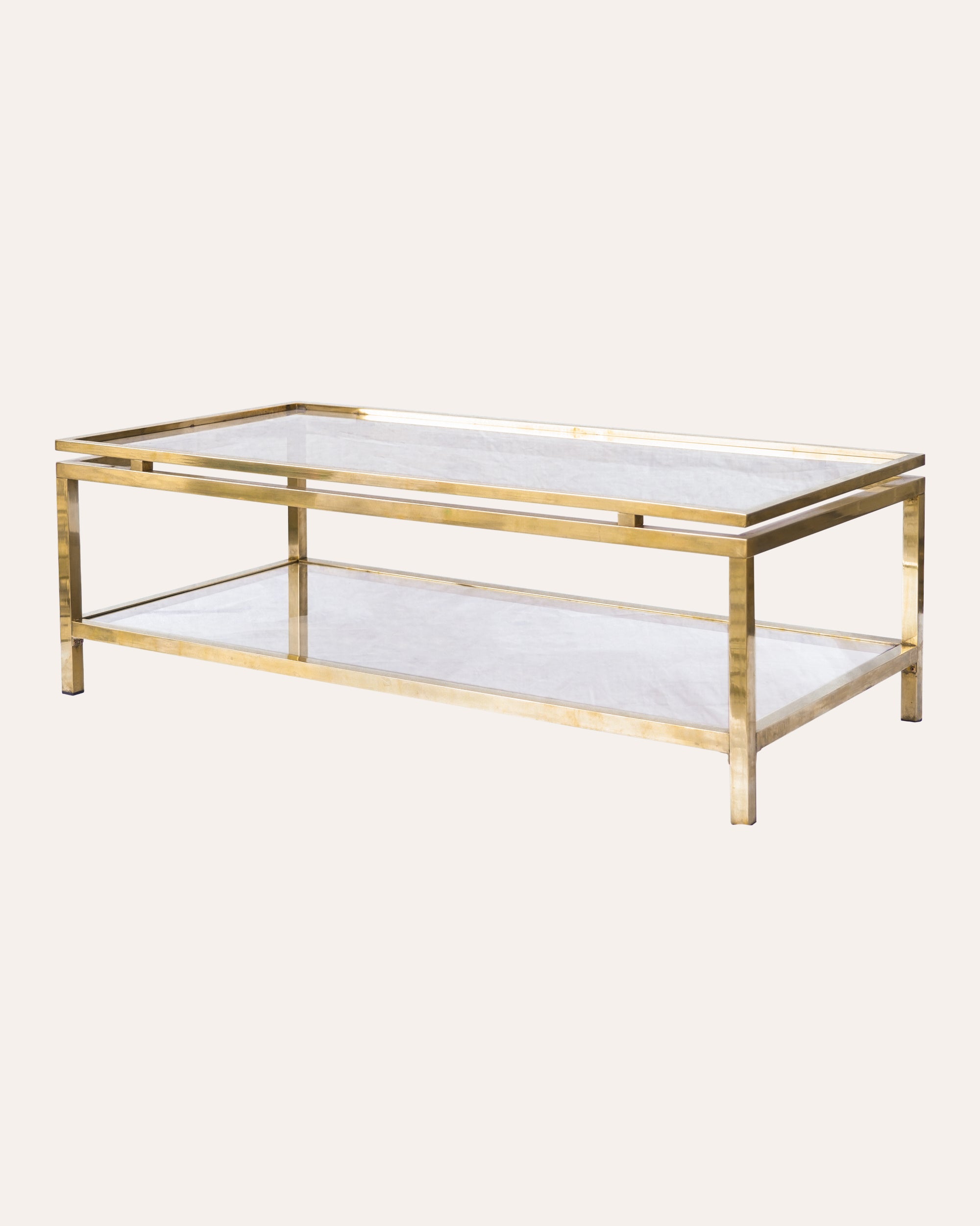 A Mid Century Brass and Glass Coffee Table, Guy Lefrevre, c1970